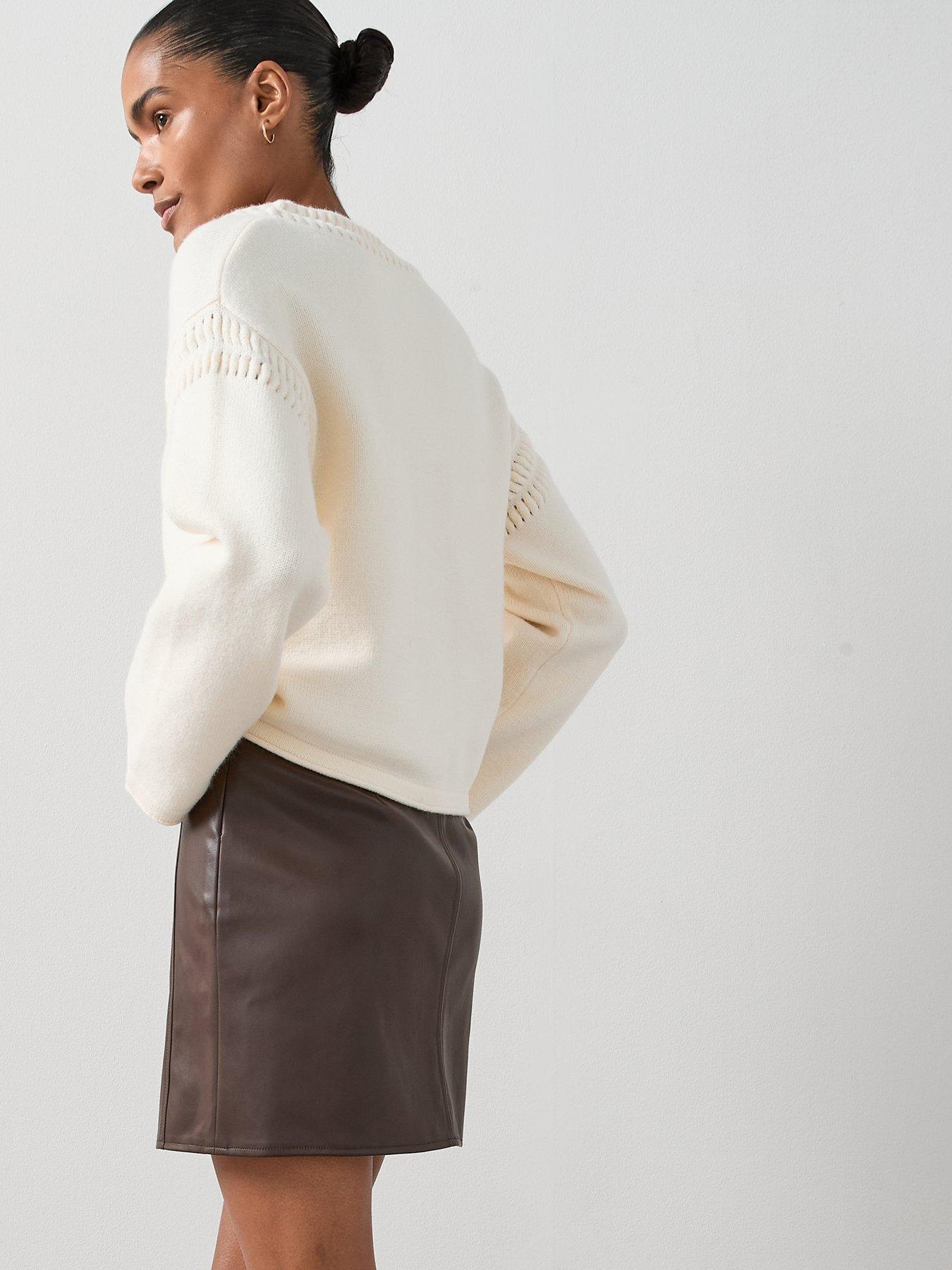 Image 4 of 6 of The Very Collection Pull On Pu Mini Skirt - Brown