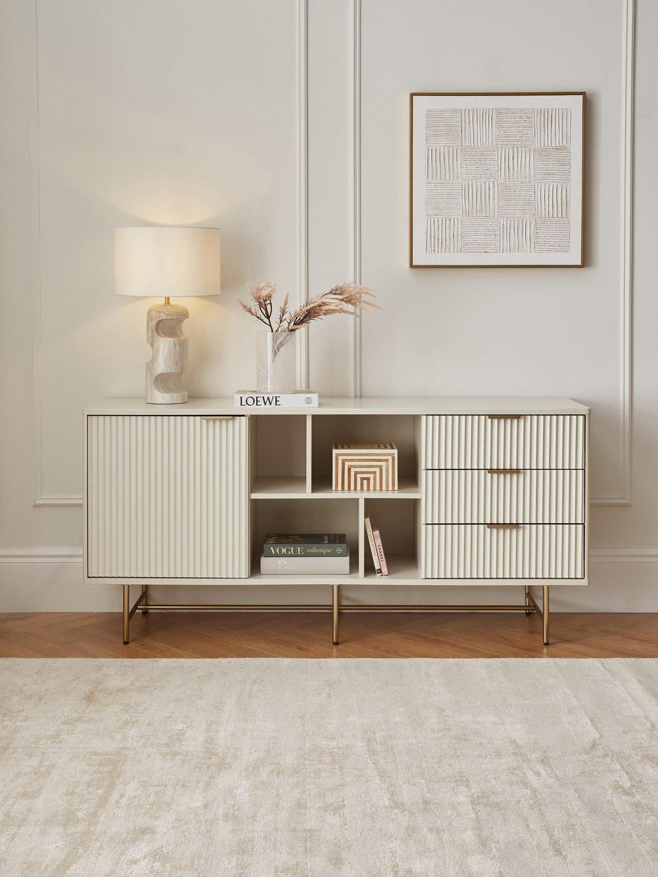 Image 1 of 7 of The Very Collection Cora Large Multi Sideboard - Ivory/Brass