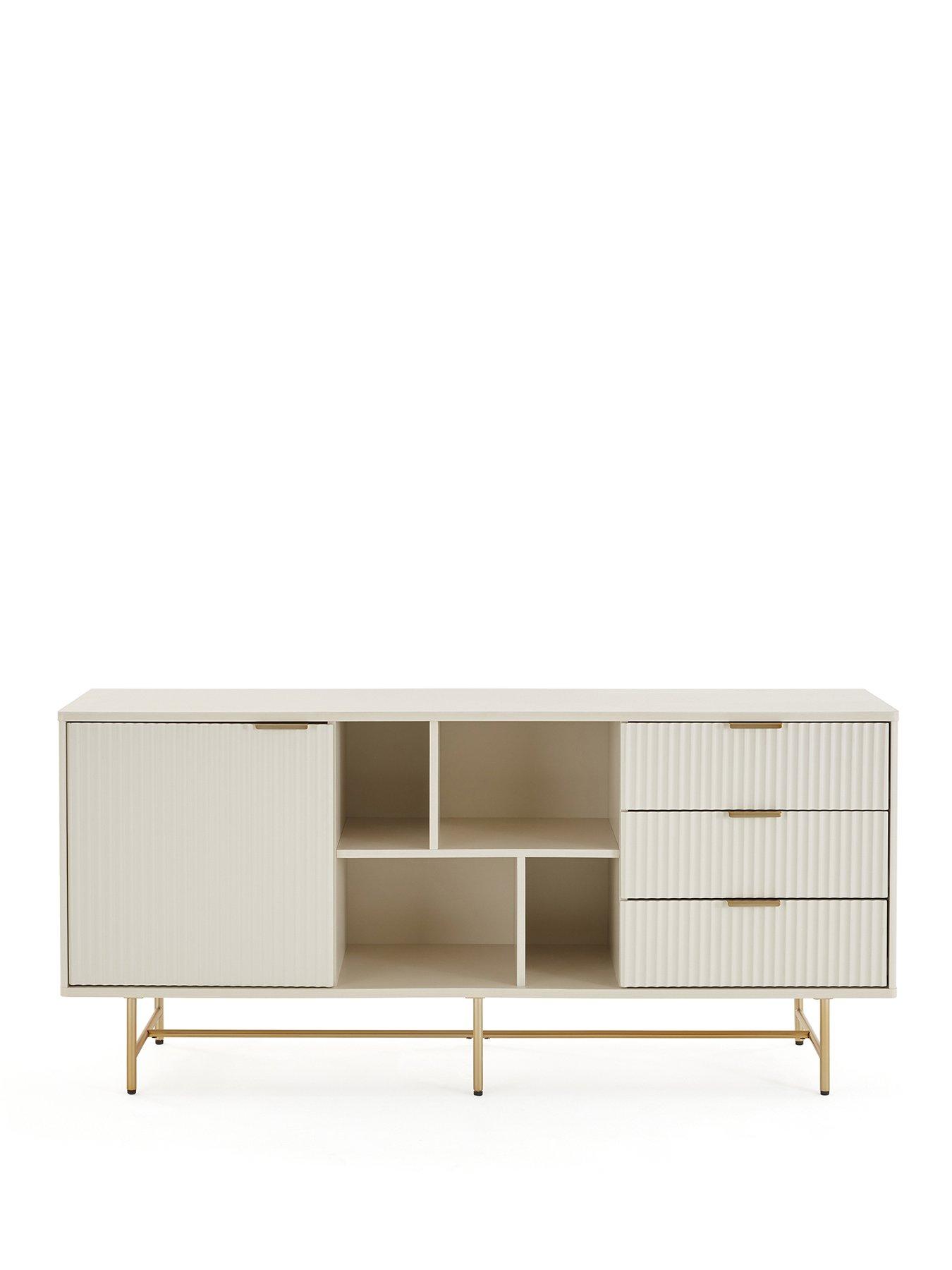 Image 2 of 7 of The Very Collection Cora Large Multi Sideboard - Ivory/Brass