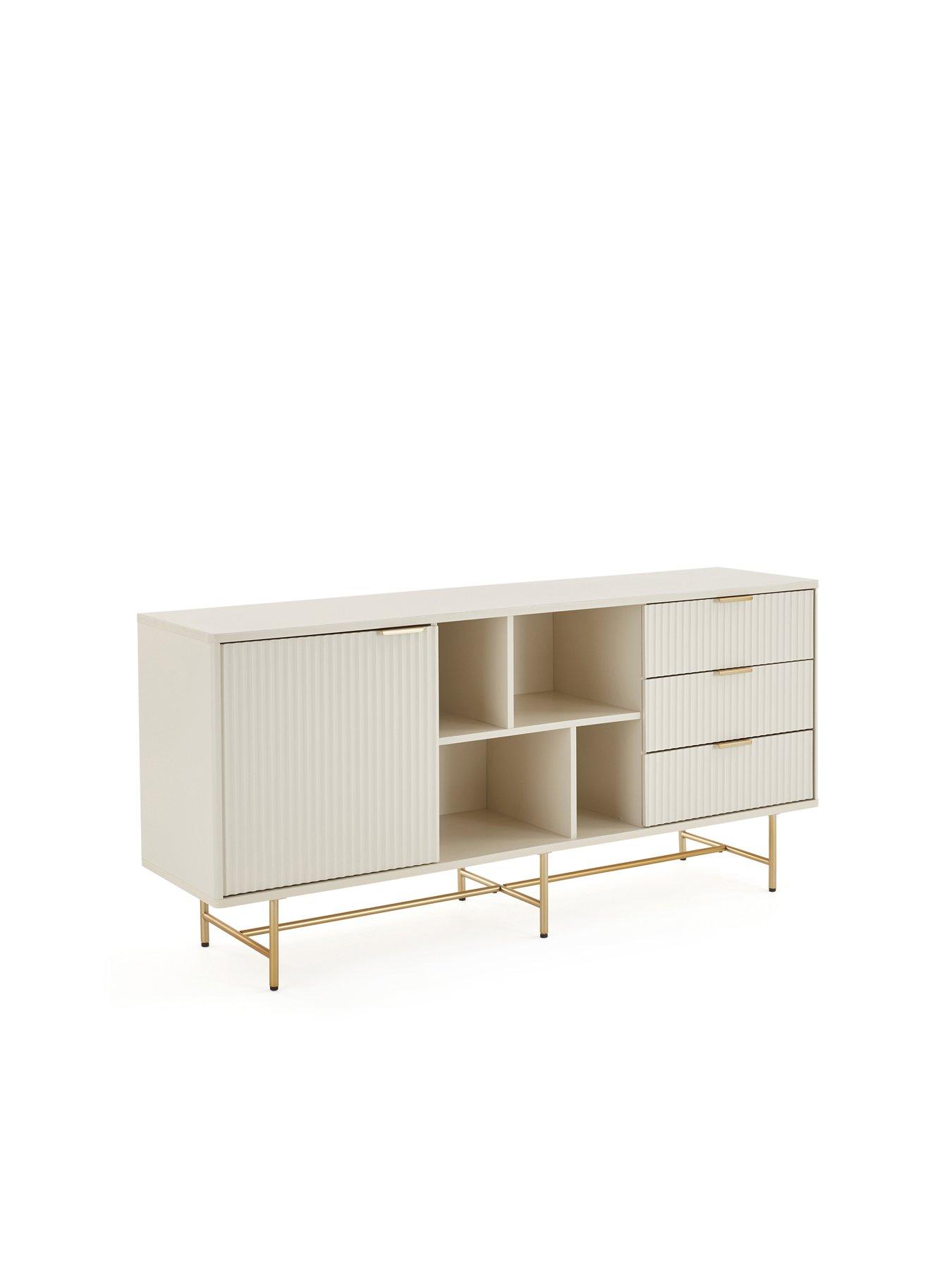 Image 3 of 7 of The Very Collection Cora Large Multi Sideboard - Ivory/Brass