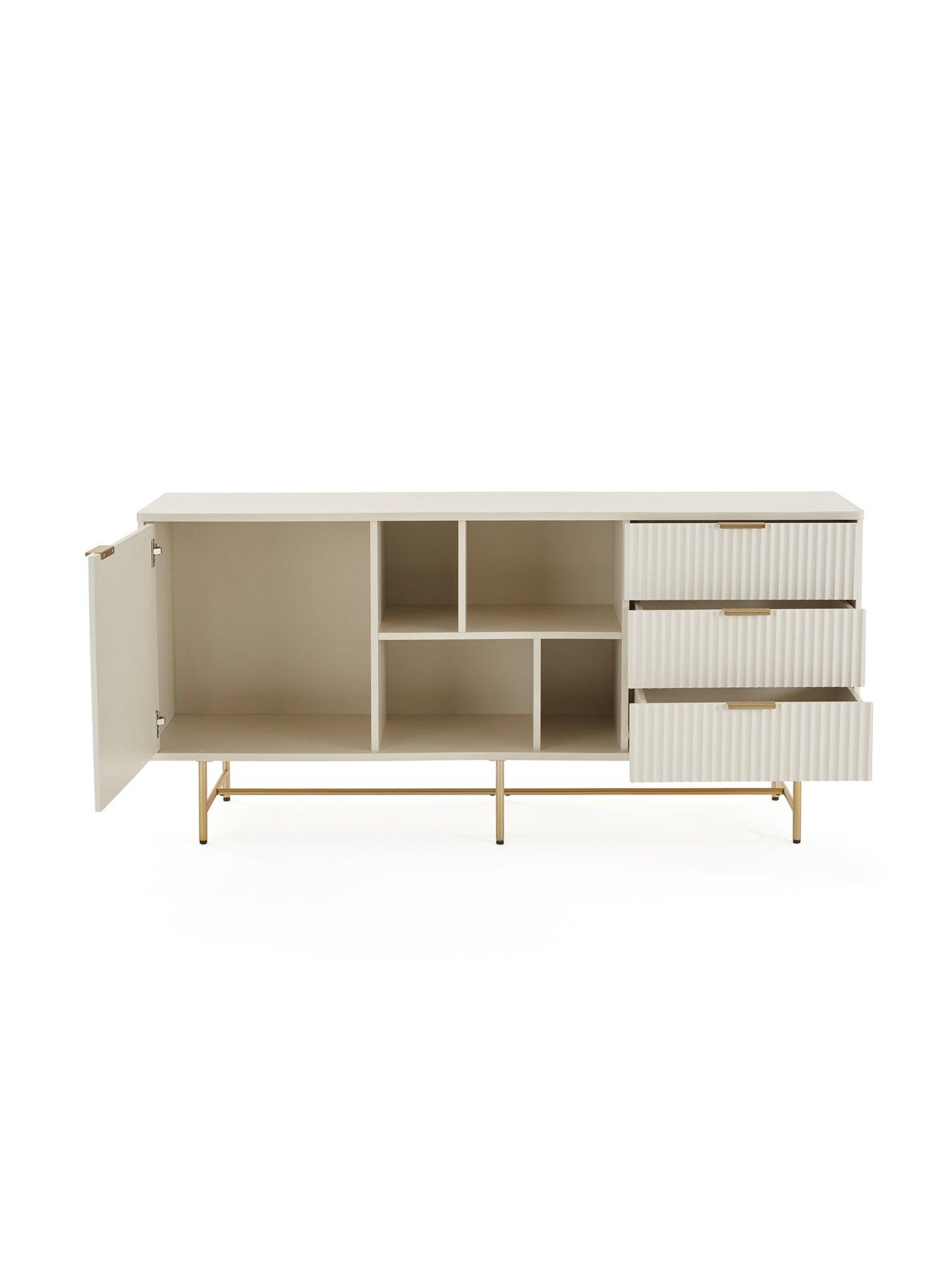 Image 4 of 7 of The Very Collection Cora Large Multi Sideboard - Ivory/Brass