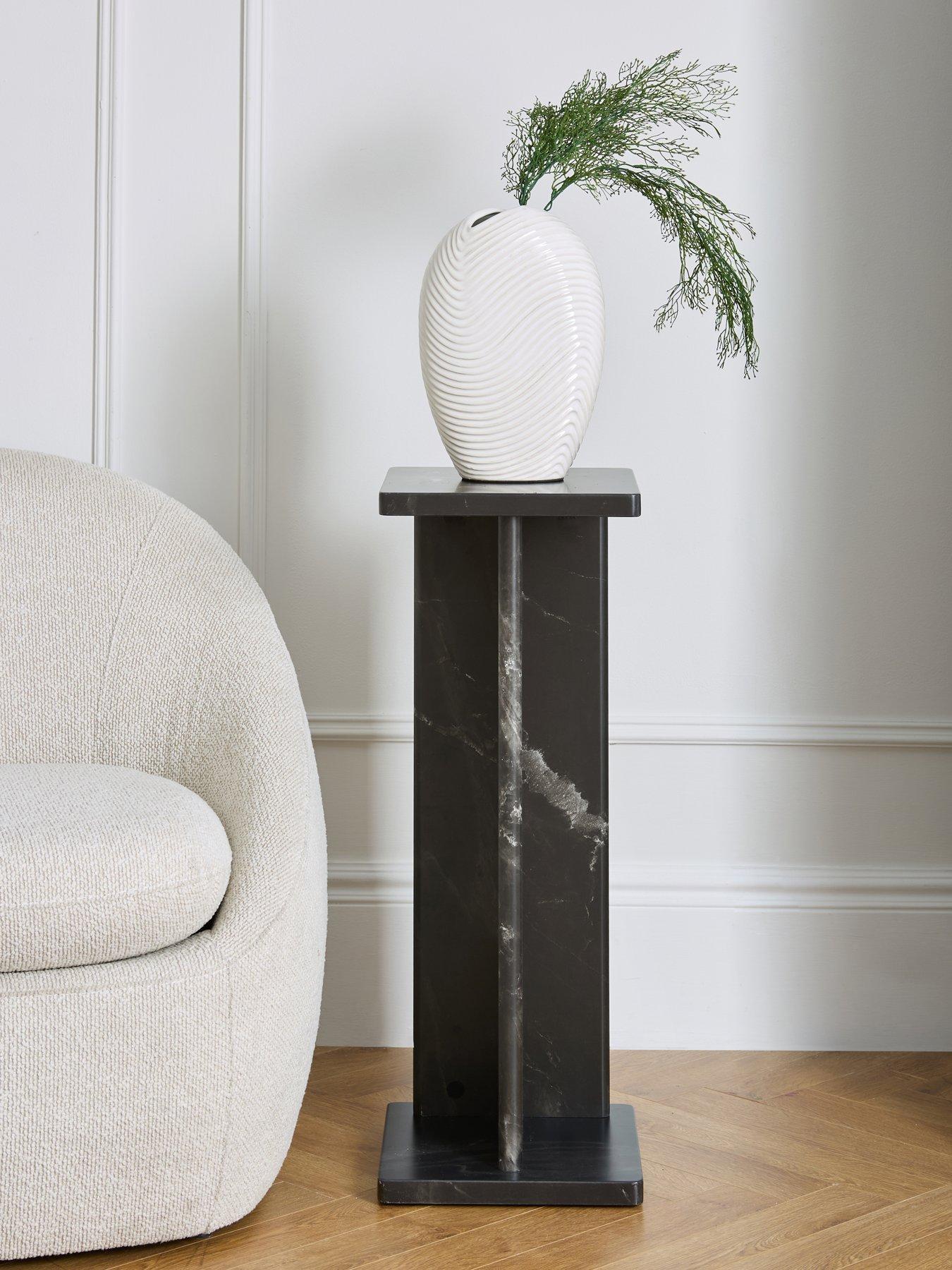 Image 1 of 6 of The Very Collection Bloc Stone Effect Pedestal Table - Charcoal - FSC&reg; Certified