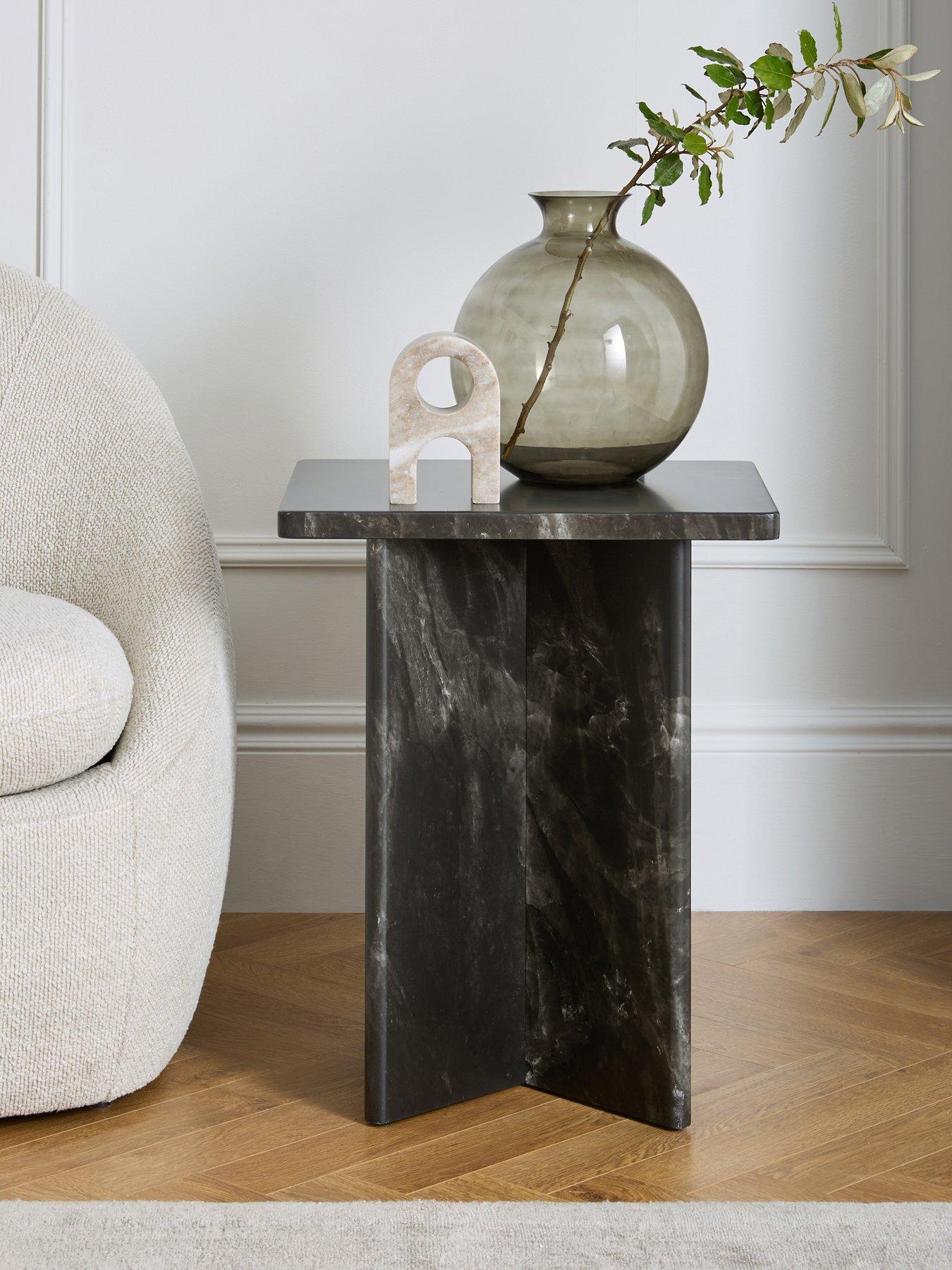 Image 1 of 7 of The Very Collection Bloc Stone Effect Side Table - Charcoal - FSC&reg; Certified