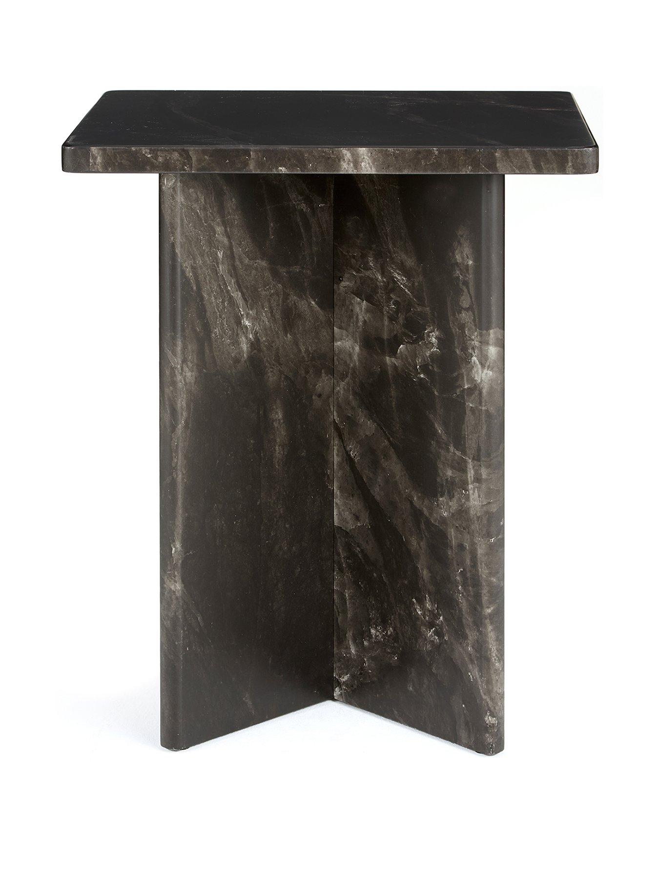 Image 2 of 7 of The Very Collection Bloc Stone Effect Side Table - Charcoal - FSC&reg; Certified