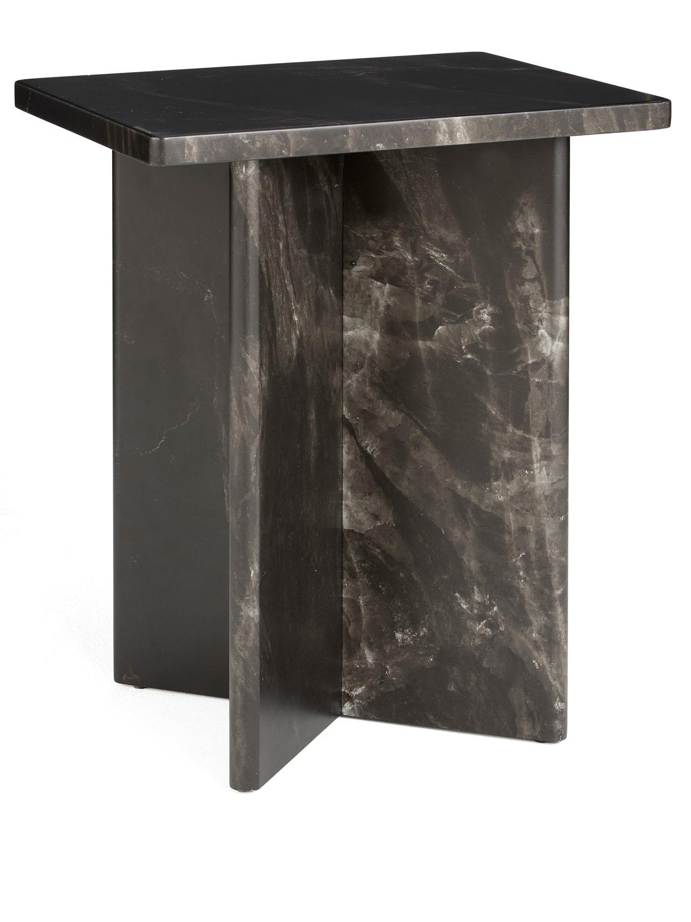 Image 3 of 7 of The Very Collection Bloc Stone Effect Side Table - Charcoal - FSC&reg; Certified