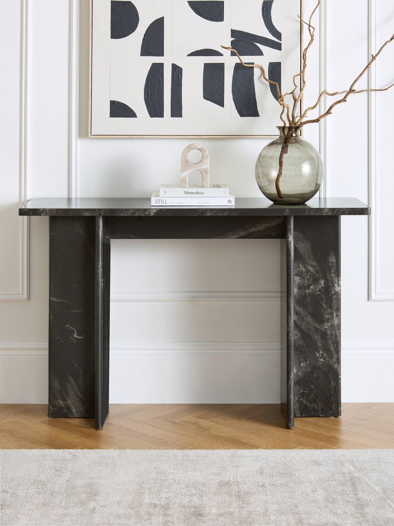 The Very Collection Bloc Stone Effect Console Table - Charcoal - FSC ...