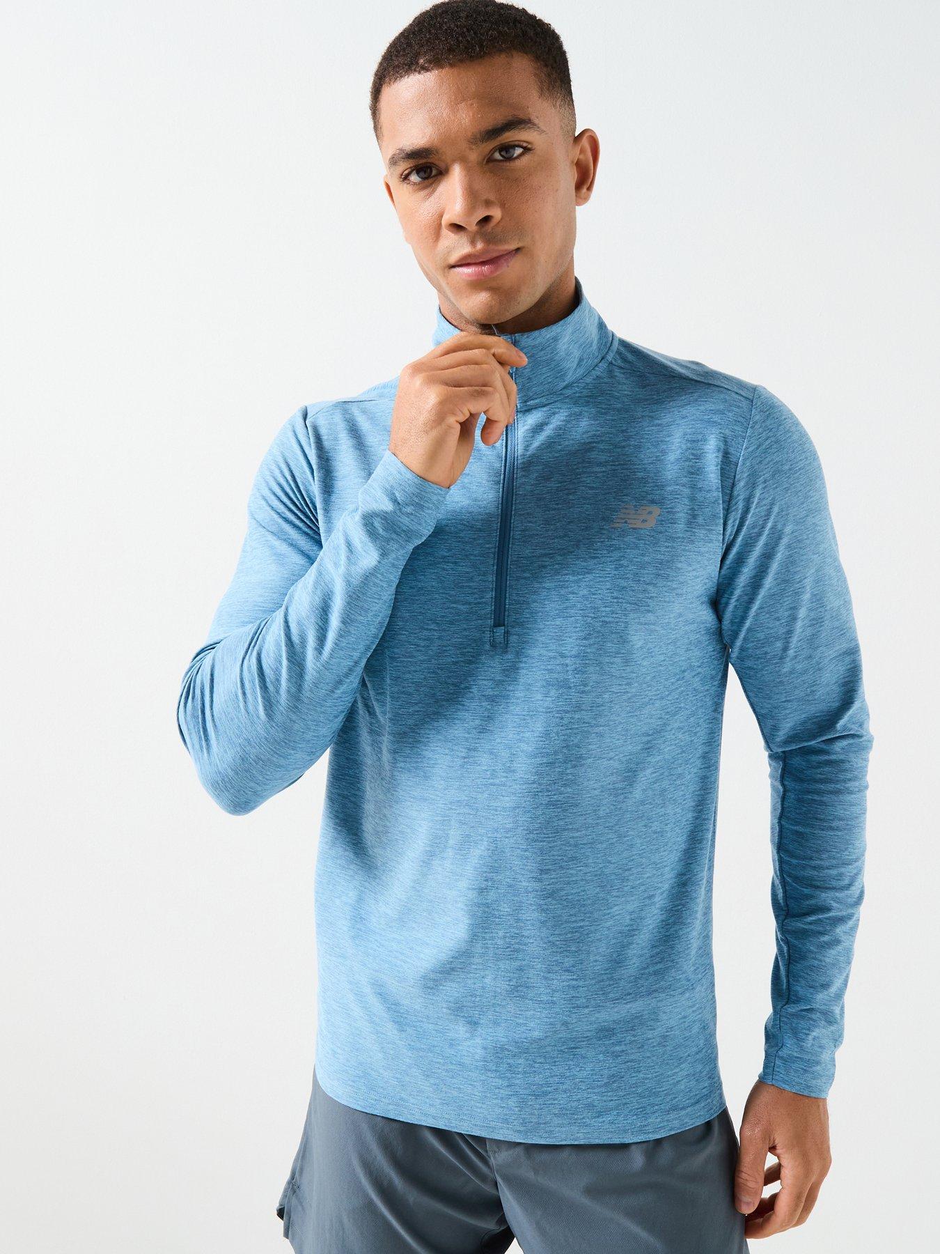 New Balance Mens Training Space Dye 1/4 Zip - Blue