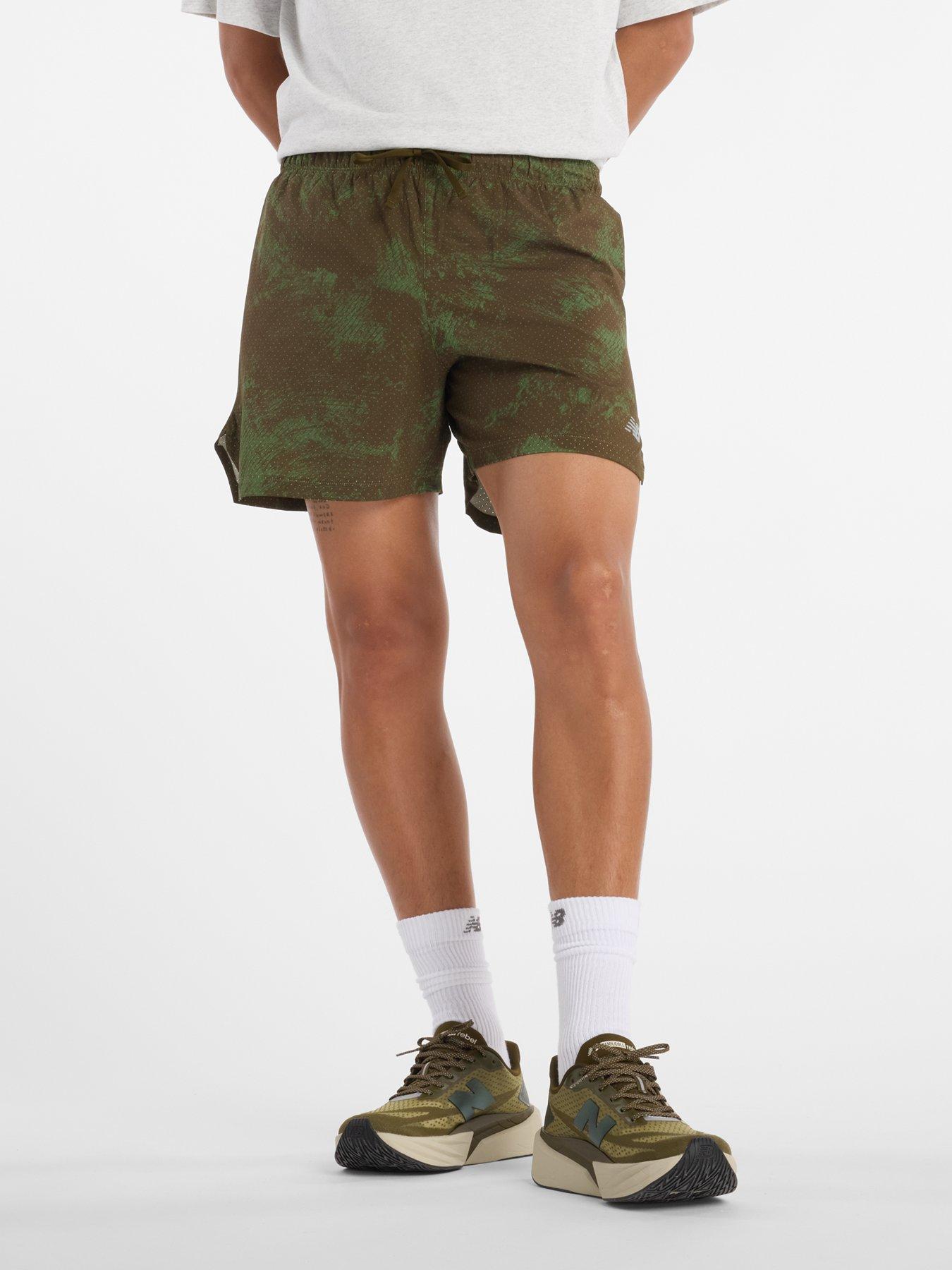New Balance Mens Running Rc Printed 5-Inch Shorts - Green
