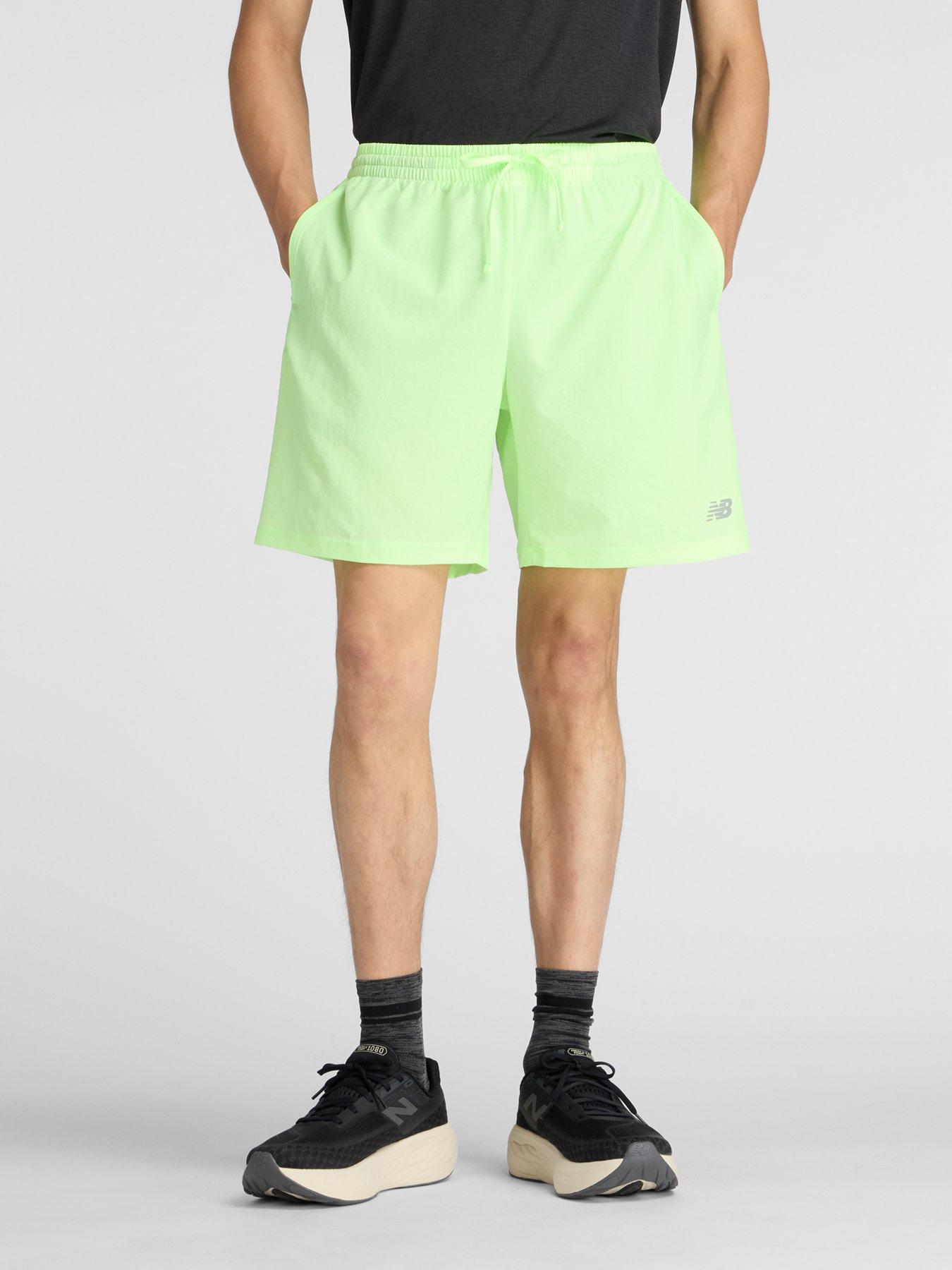 Image 1 of 6 of New Balance Mens Running Essentials Reflective 7Inch Shorts - Green