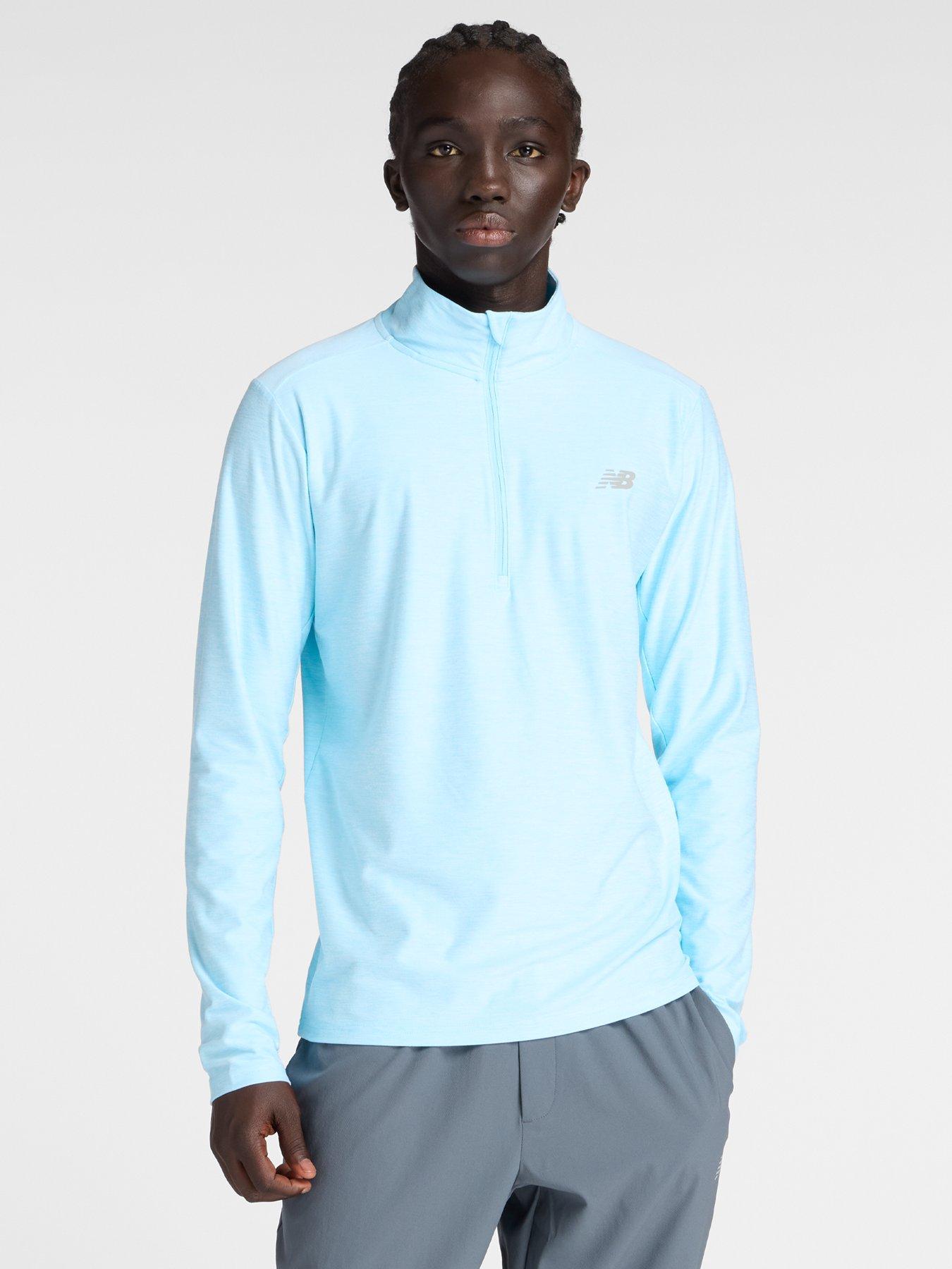 New Balance Mens Running Essential Reflective Space Dye 1/4 Zip Top - Blue