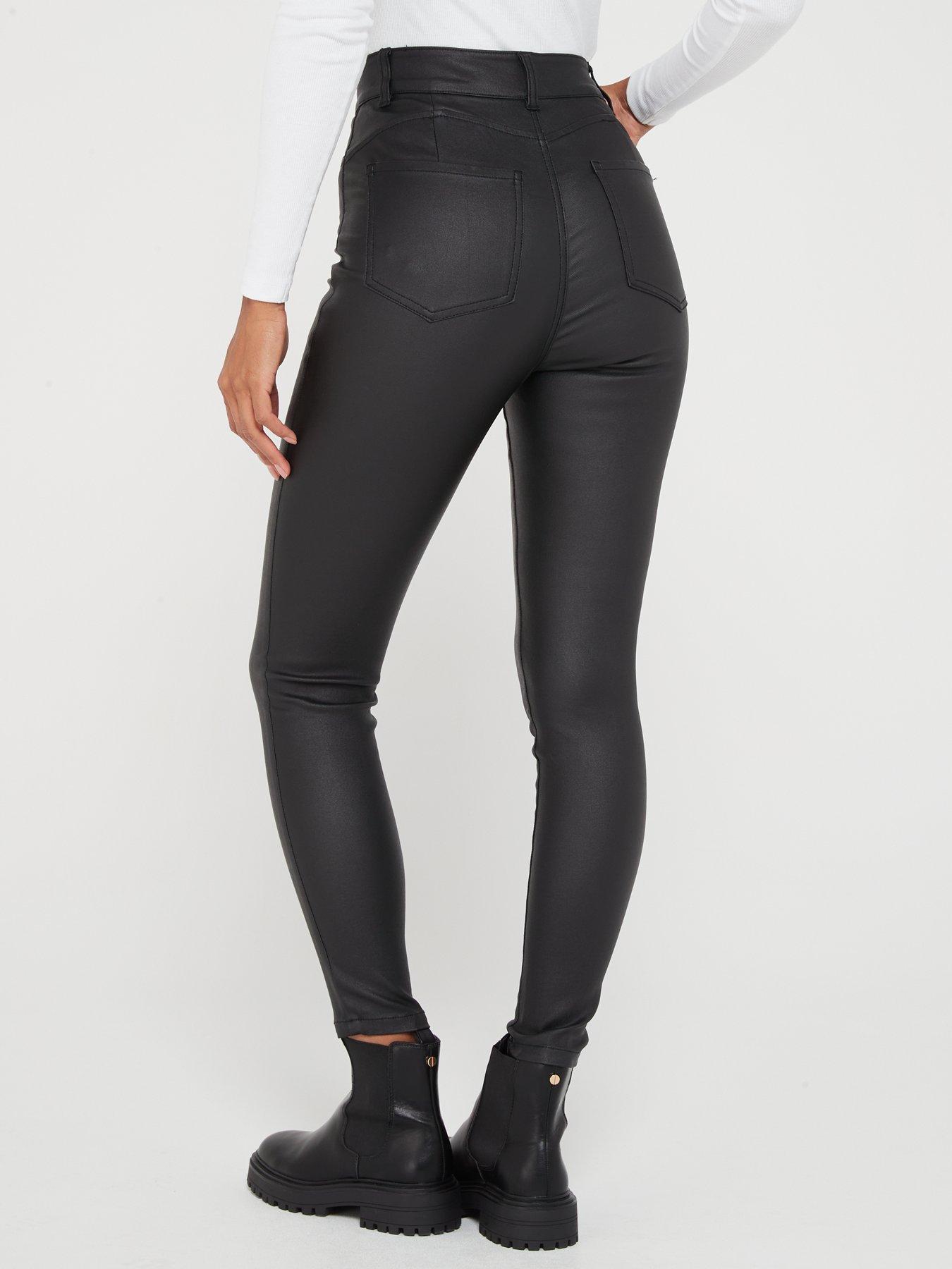 Image 2 of 6 of The Very Collection Coated Denim Shaping Skinny Jeans - Black