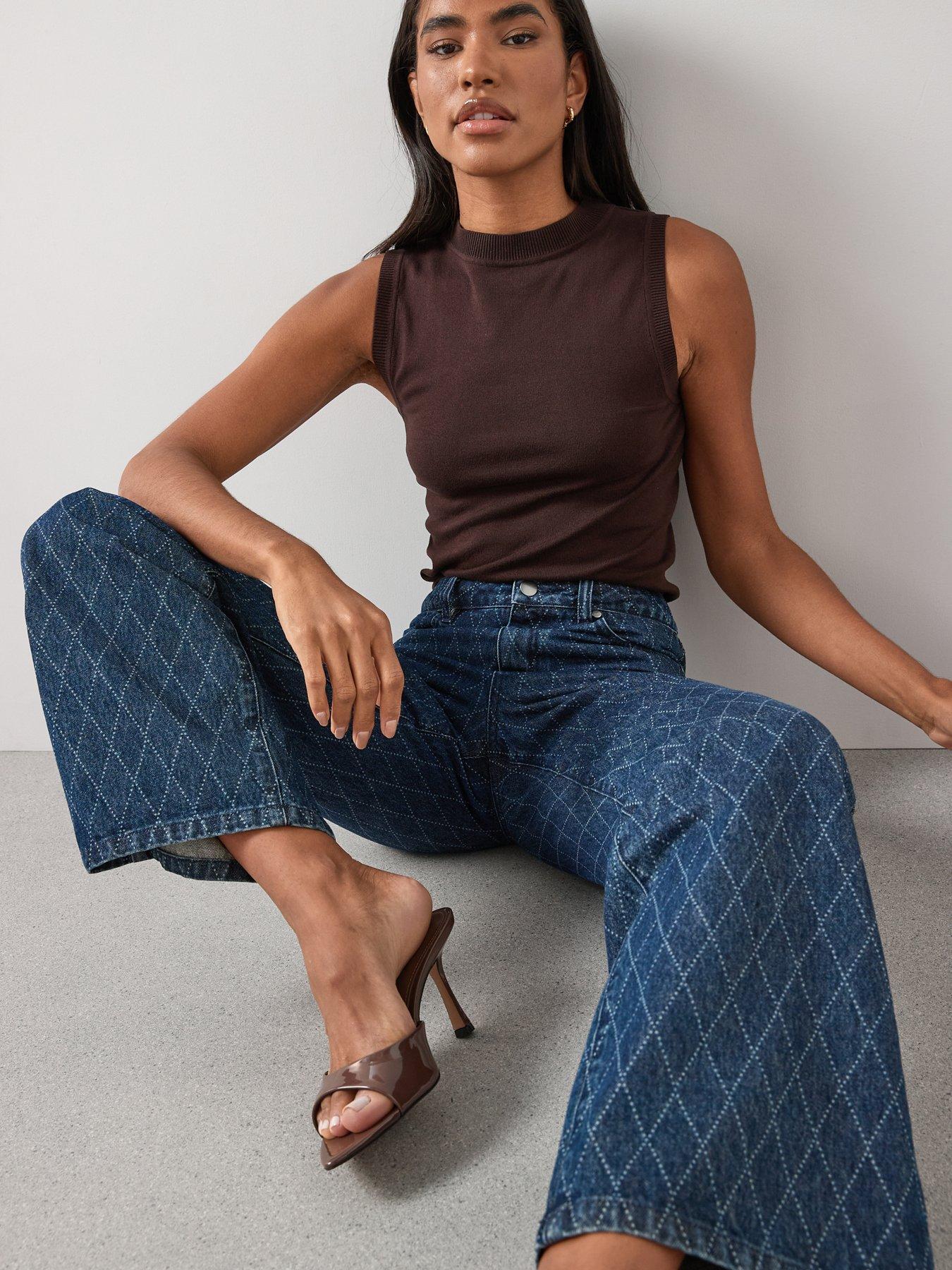 the-very-collection-diamond-print-wide-leg-jeans-dark-washoutfit