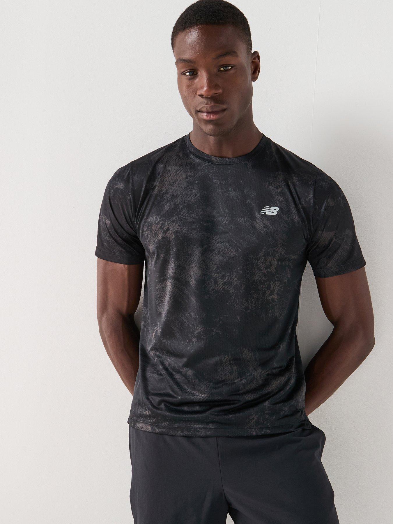 New Balance Mens Running Athletics Printed T-Shirt - Grey