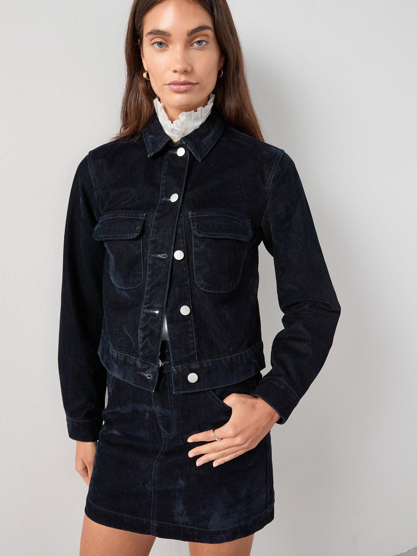The Very Collection Co-Ord Flocked Denim Jacket - Navy