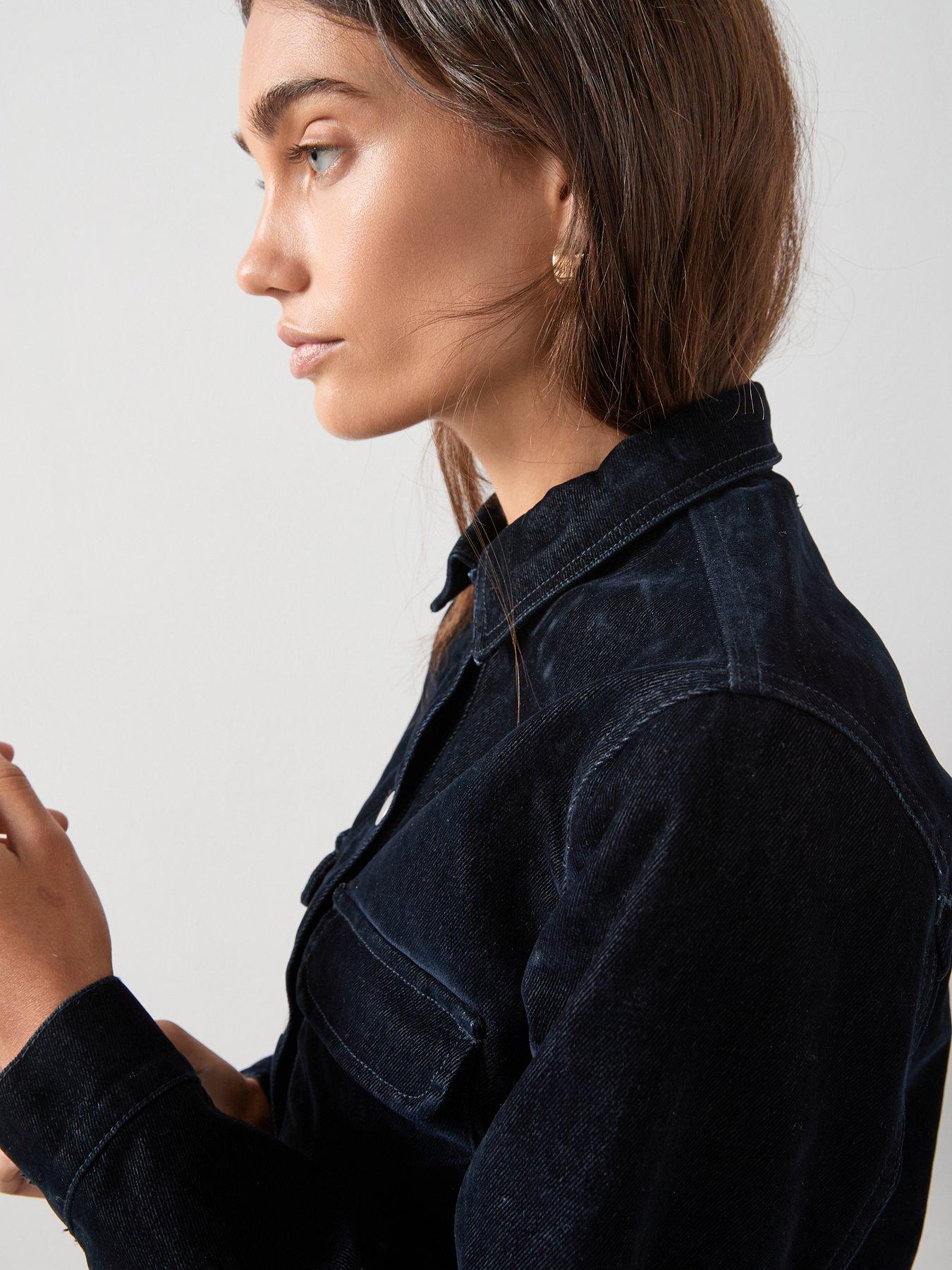 The Very Collection Co-Ord Flocked Denim Jacket - Navy | Very Ireland