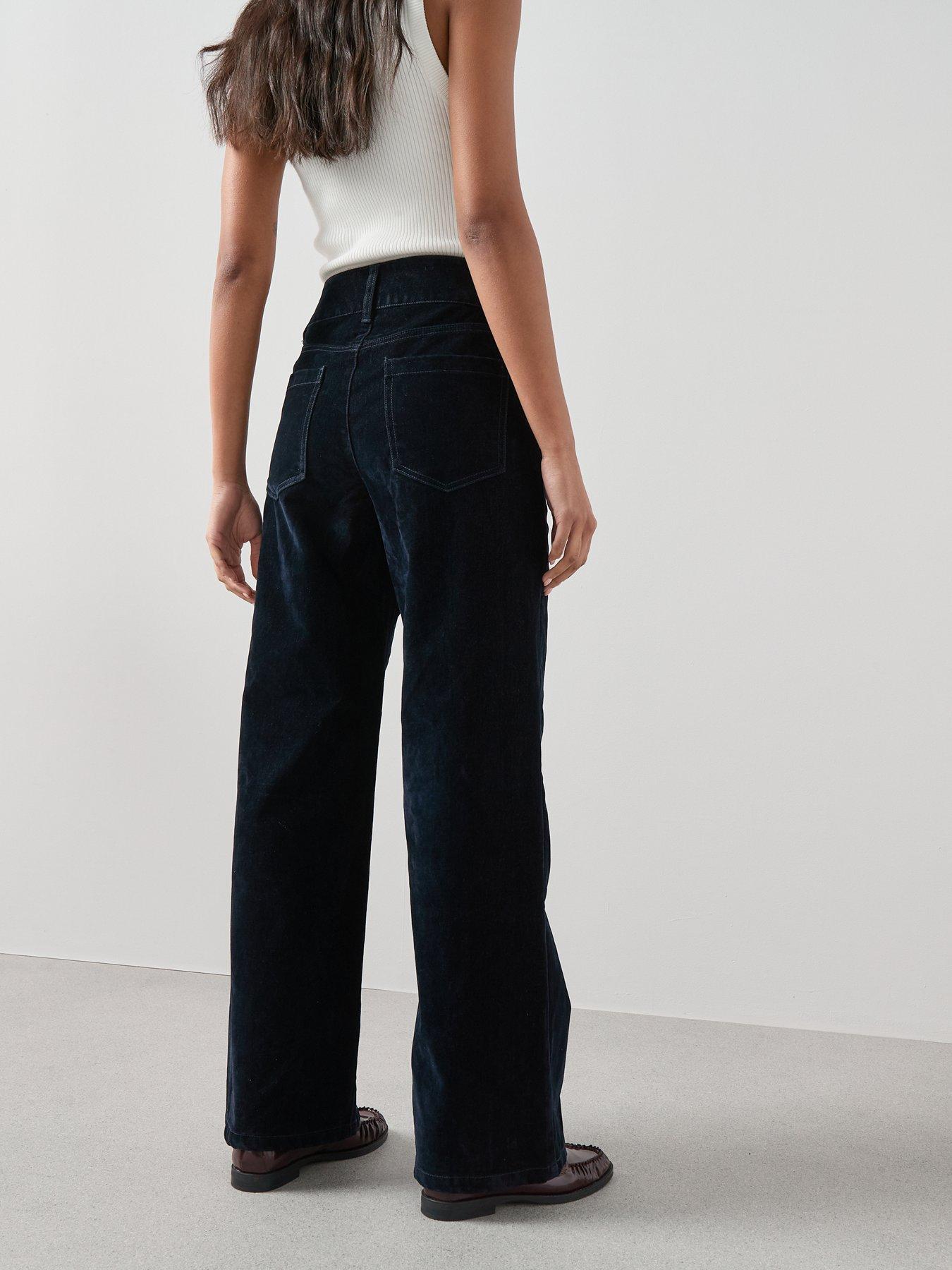 the-very-collection-co-ord-flocked-denim-wide-leg-jeans-navystillFront