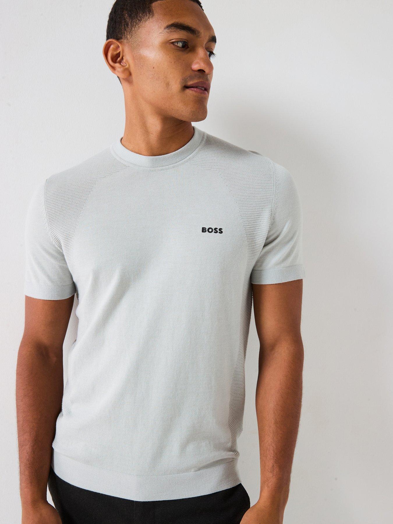 BOSS Momentum Lite Short Sleeve Knitted Jumper - Light Grey