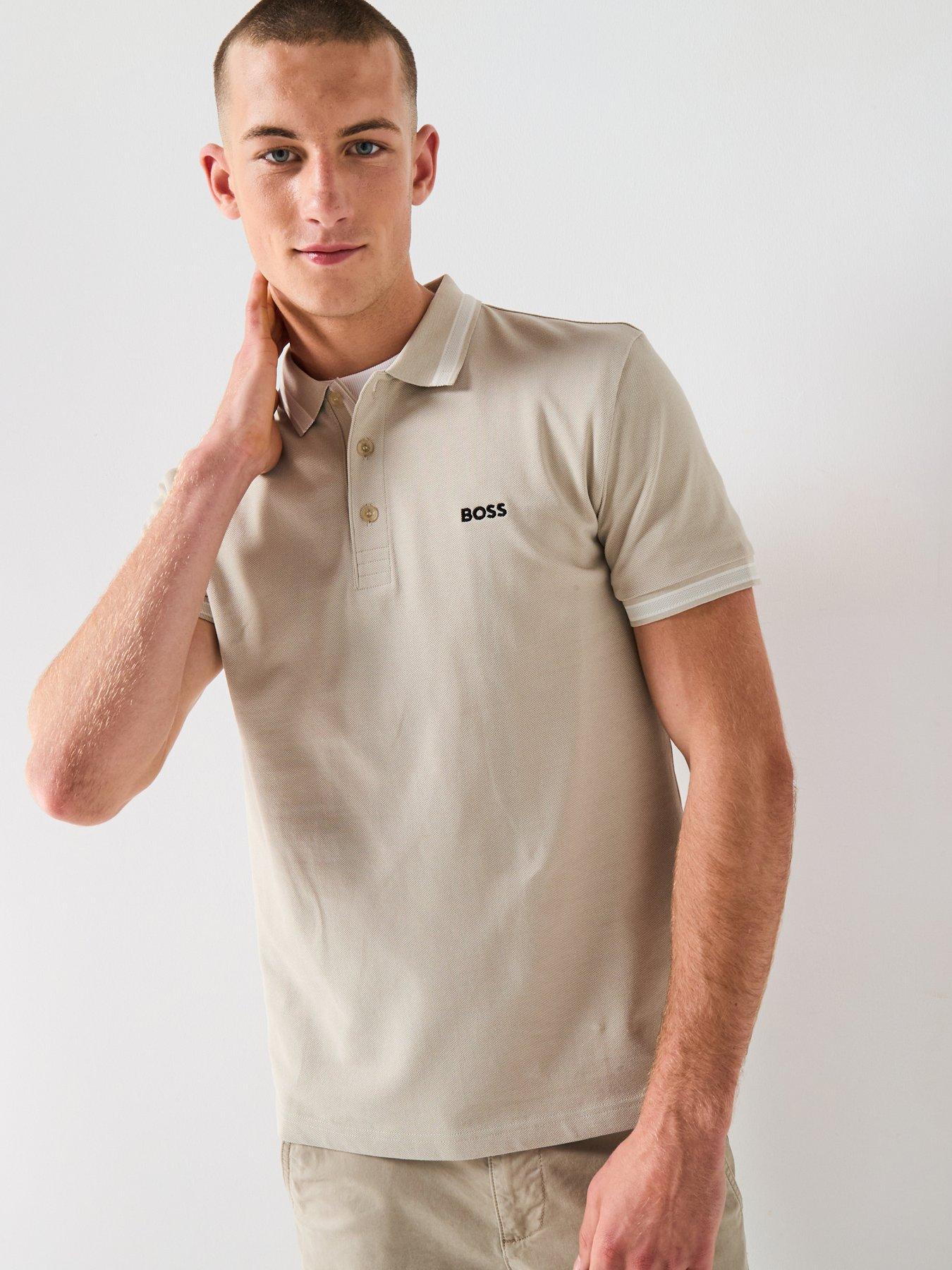 BOSS Paddy Regular Fit Tipping Polo Shirt - Beige