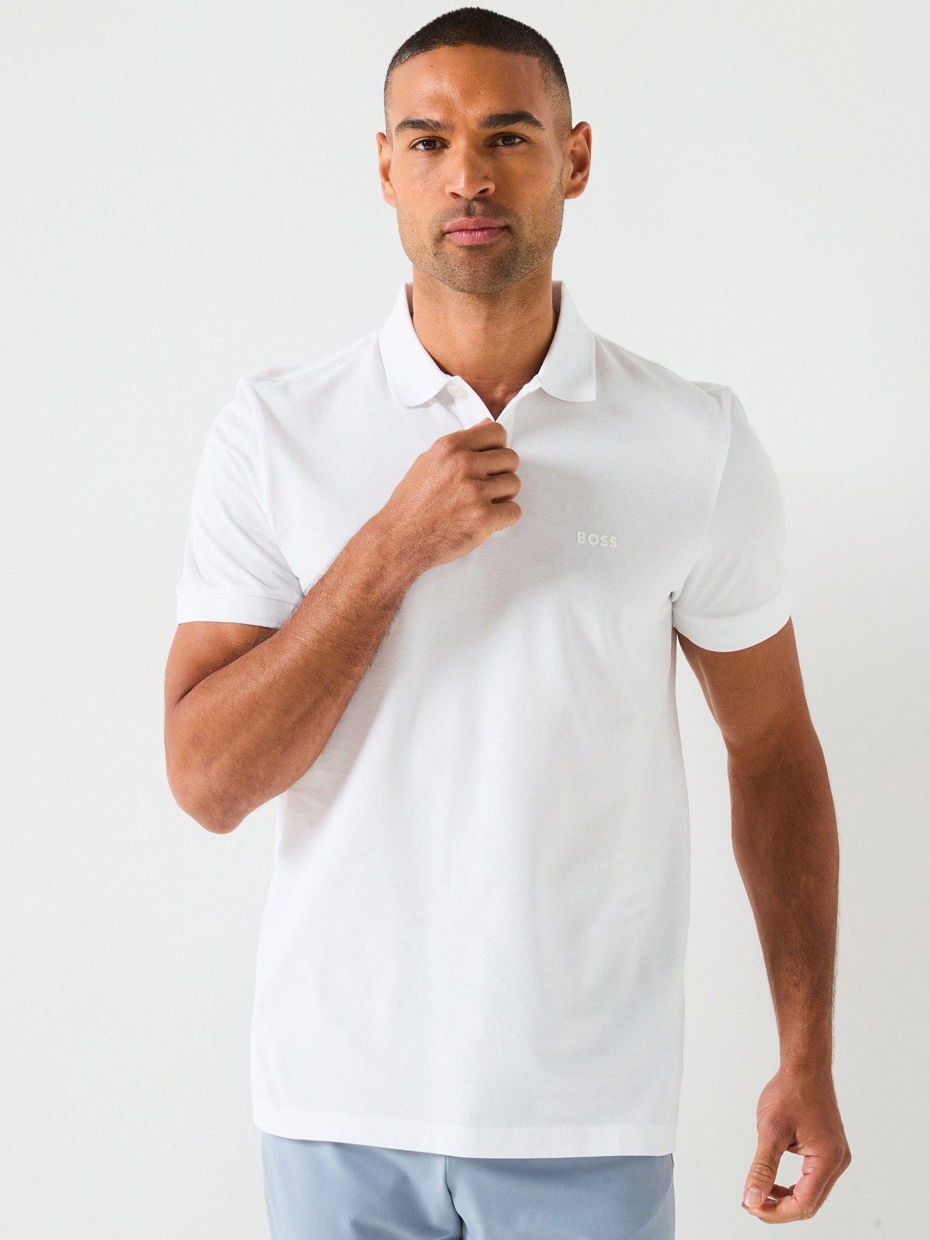 BOSS Tonal Logo Polo Shirt - White