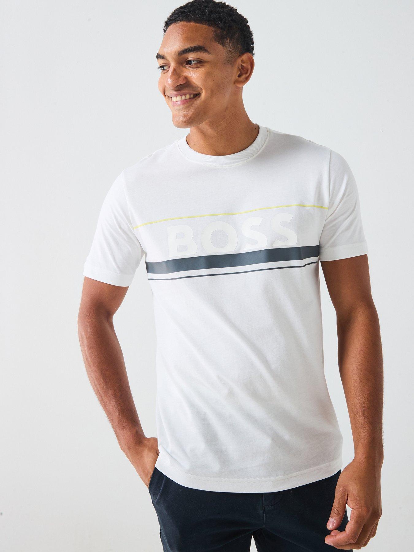 BOSS Tee Iconic Zone Regular Fit Large Logo T-Shirt - White