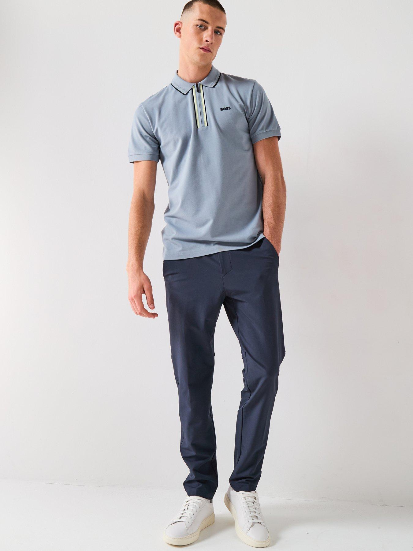 Image 3 of 5 of BOSS Philix Goc Zip Neck Slim Fit Polo Shirt - Grey