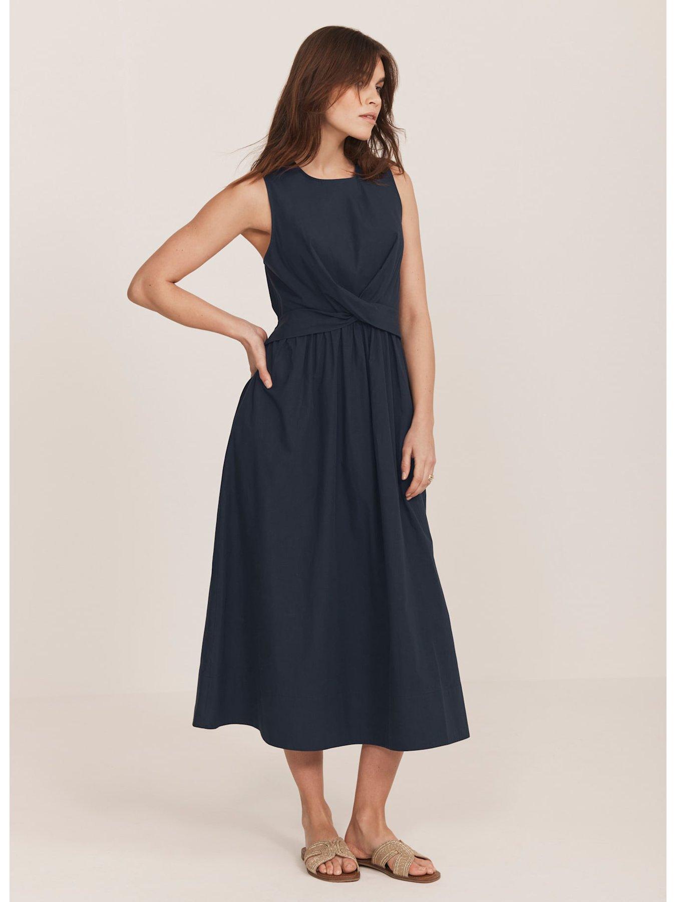 Image 2 of 6 of Mint Velvet Twist Midi Dress - Navy