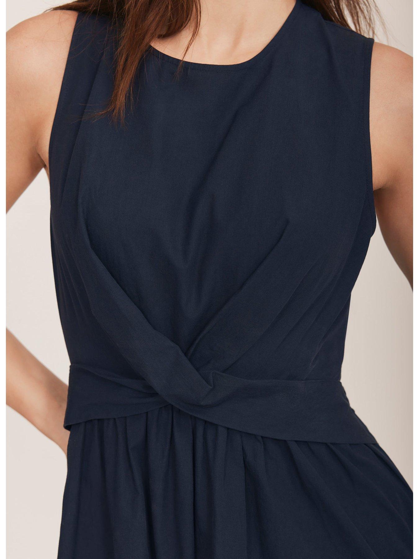 Image 4 of 6 of Mint Velvet Twist Midi Dress - Navy
