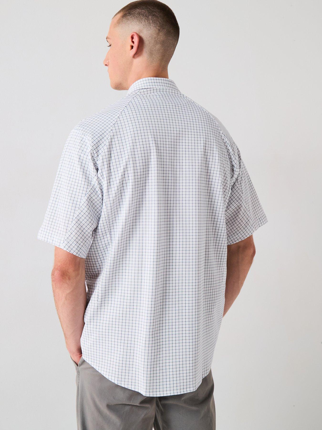 Image 2 of 5 of BOSS Excurse Regular Fit Grid Short Sleeve Shirt - White