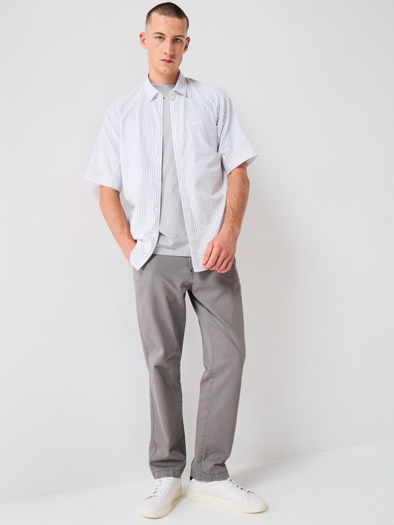 Image 3 of 5 of BOSS Excurse Regular Fit Grid Short Sleeve Shirt - White