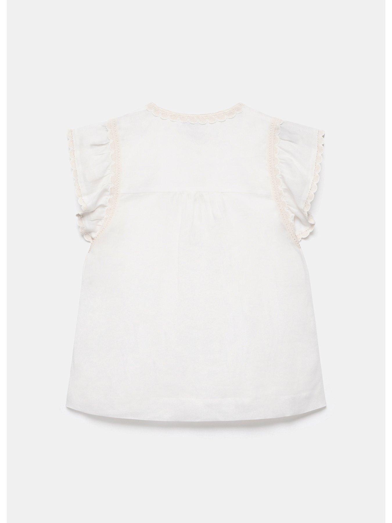 Image 6 of 6 of Mint Velvet White Cap Sleeve Blouse - Cream