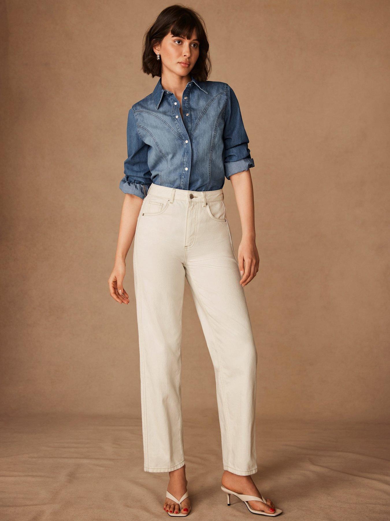 Mint Velvet Relaxed Tapered Boyfriend Jeans - Cream