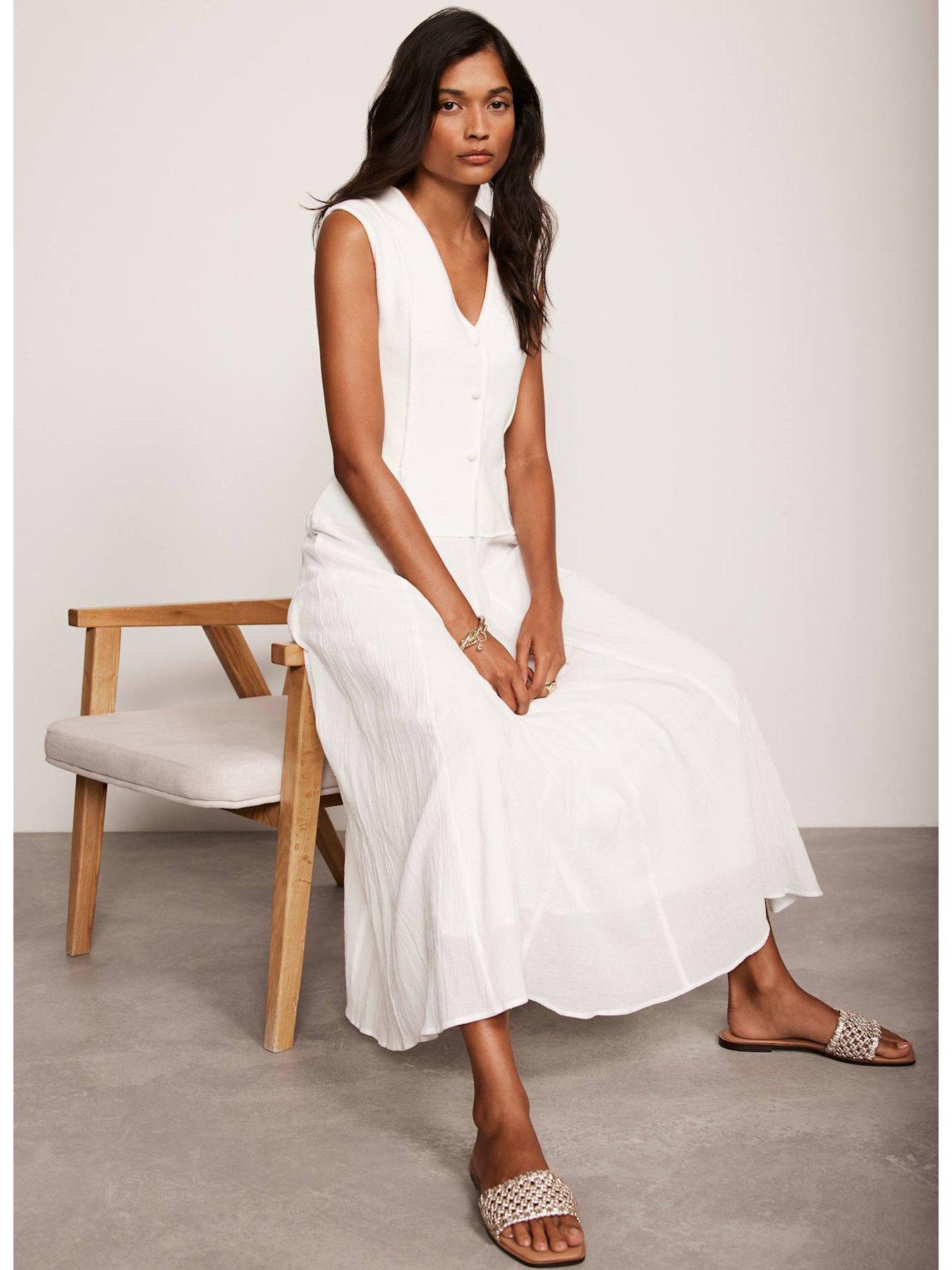 Mint Velvet Cotton Blend Waistcoat Knit Dress - Cream | Very Ireland