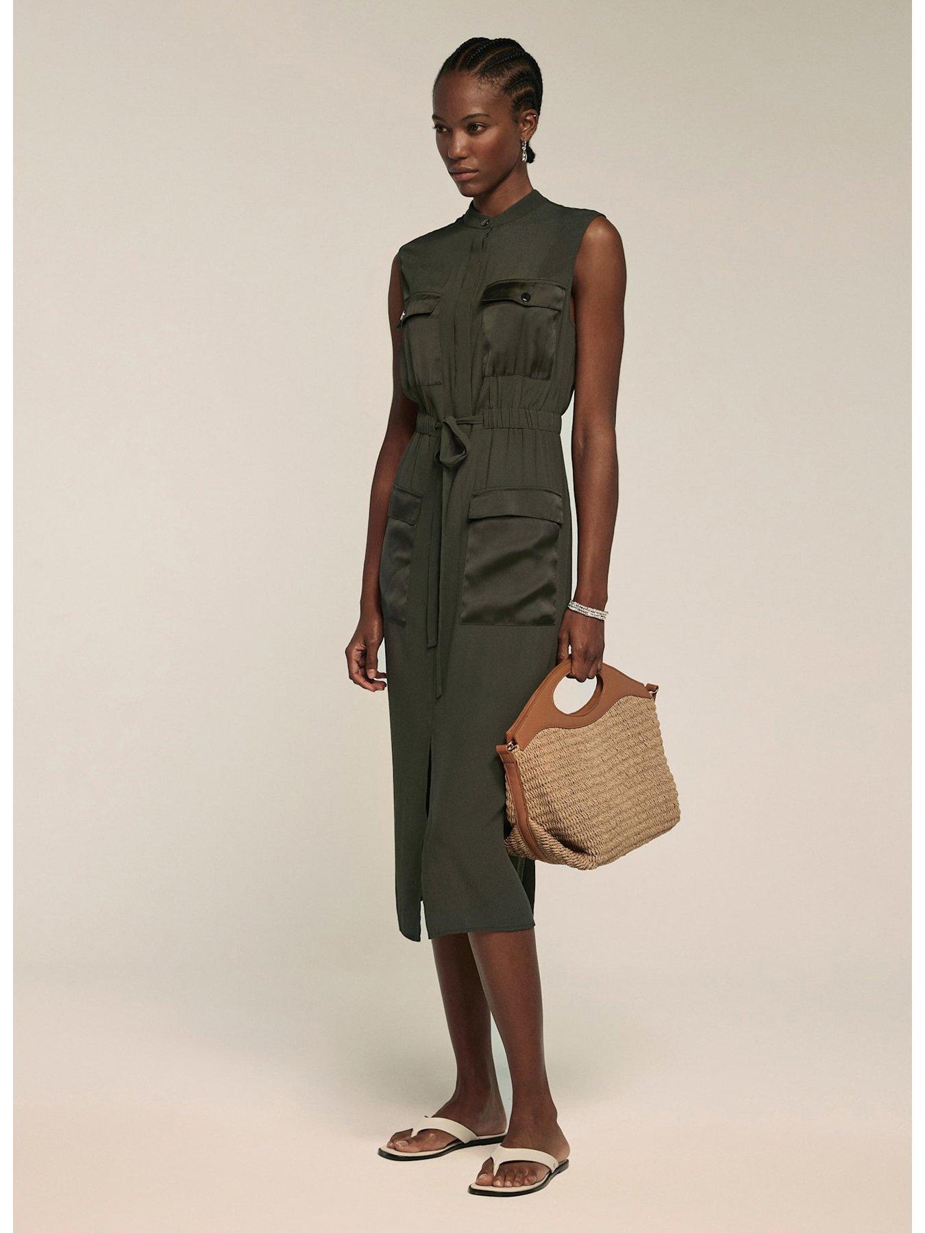 green utility shirt dress Poplin Utility Shirtdress