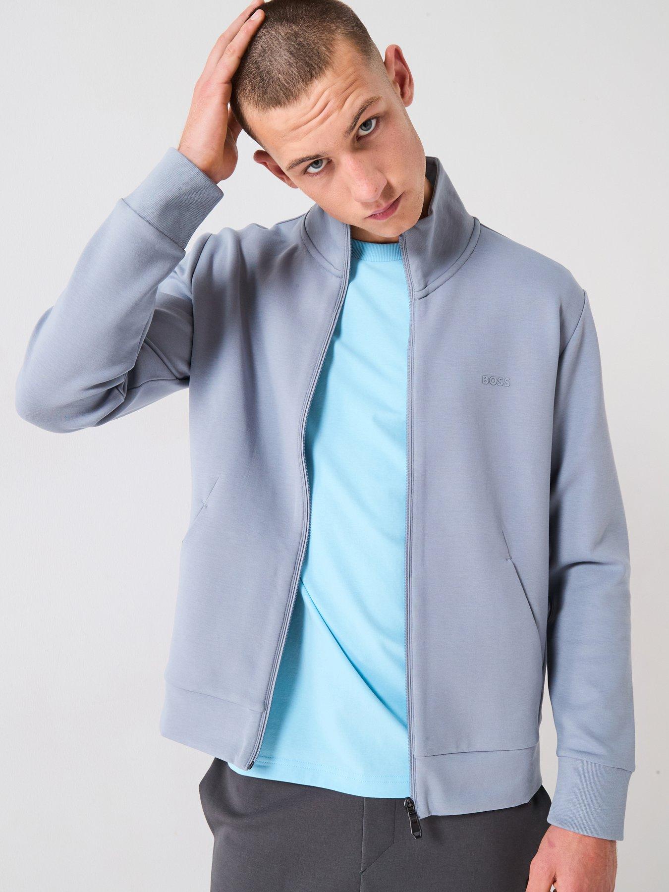 BOSS Skaz Logo Zip Thru Track Top - Light Grey