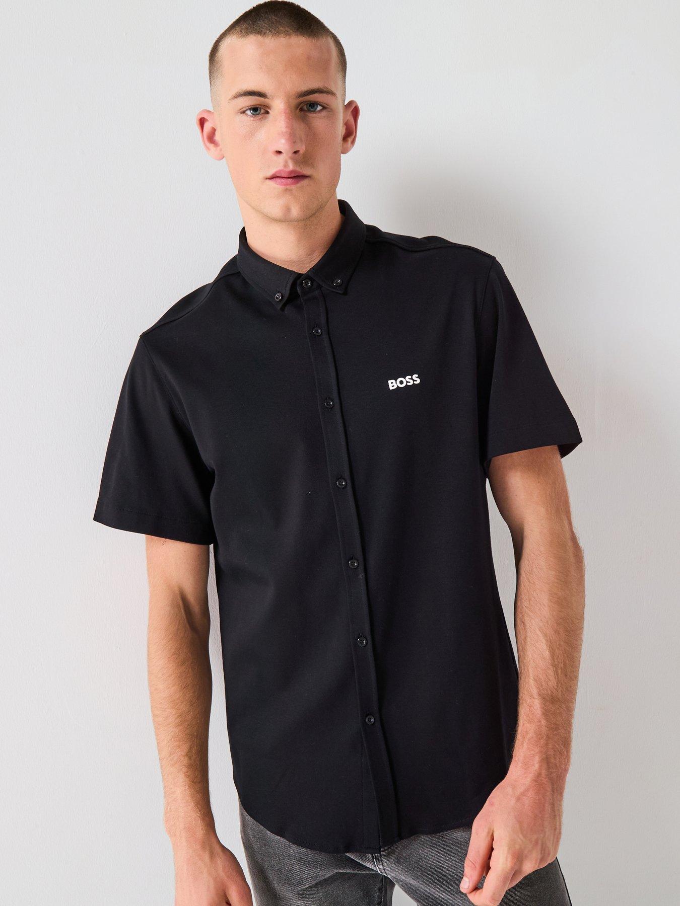 BOSS Motion Regular Fit Short Sleeve Shirt - Black