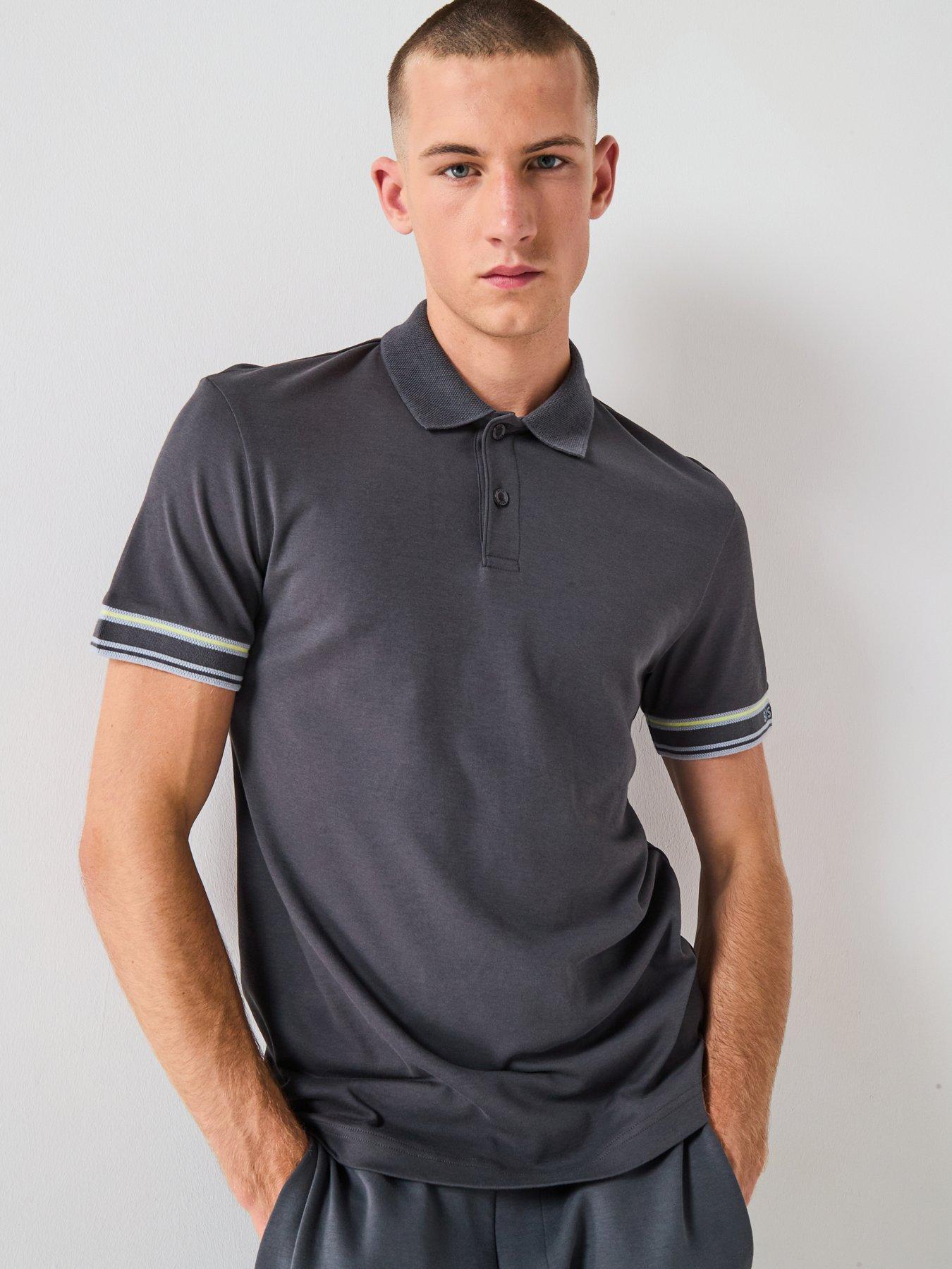 undefined Polo Zone Slim Fit Arm Logo Polo Shirt - Grey