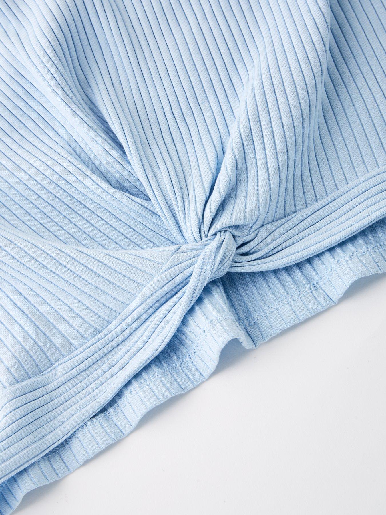 v-by-very-girls-twisted-front-knot-long-sleeve-pyjamas-bluedetail