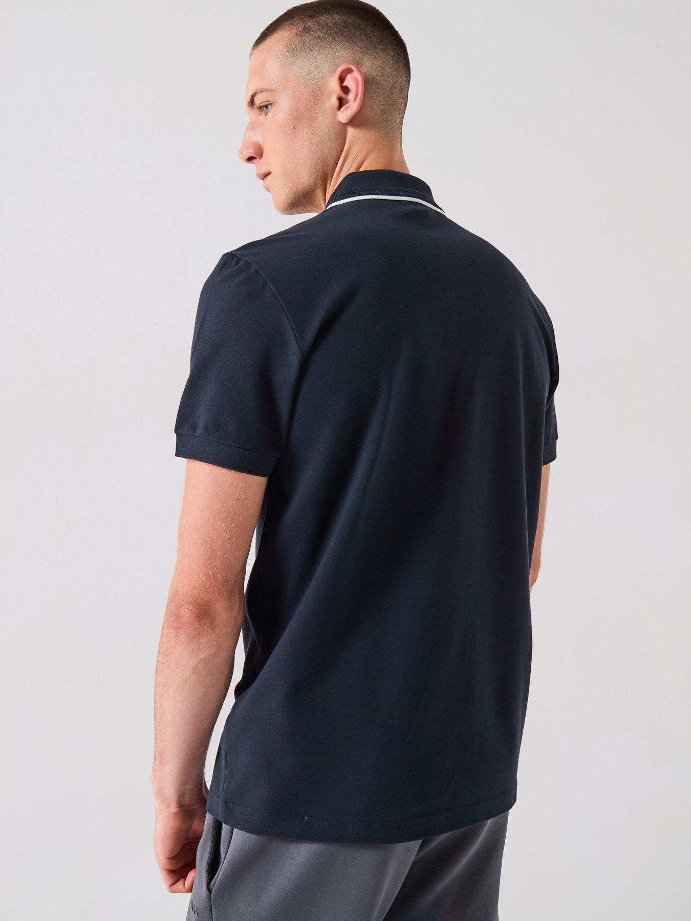 Image 2 of 4 of BOSS Philix Goc Zip Neck Slim Fit Polo Shirt - Navy