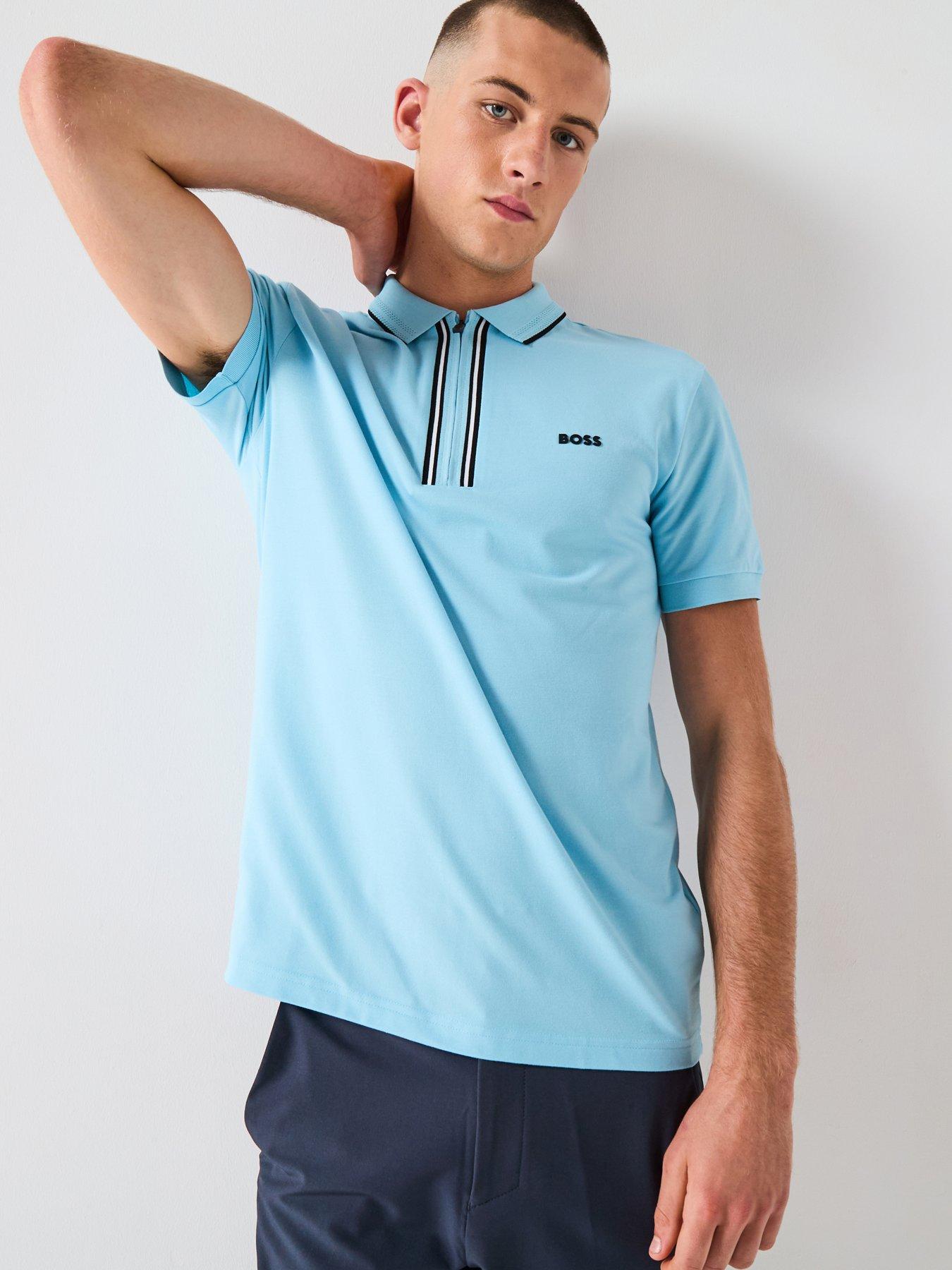 undefined Philix Goc Zip Neck Slim Fit Polo Shirt - Light Blue