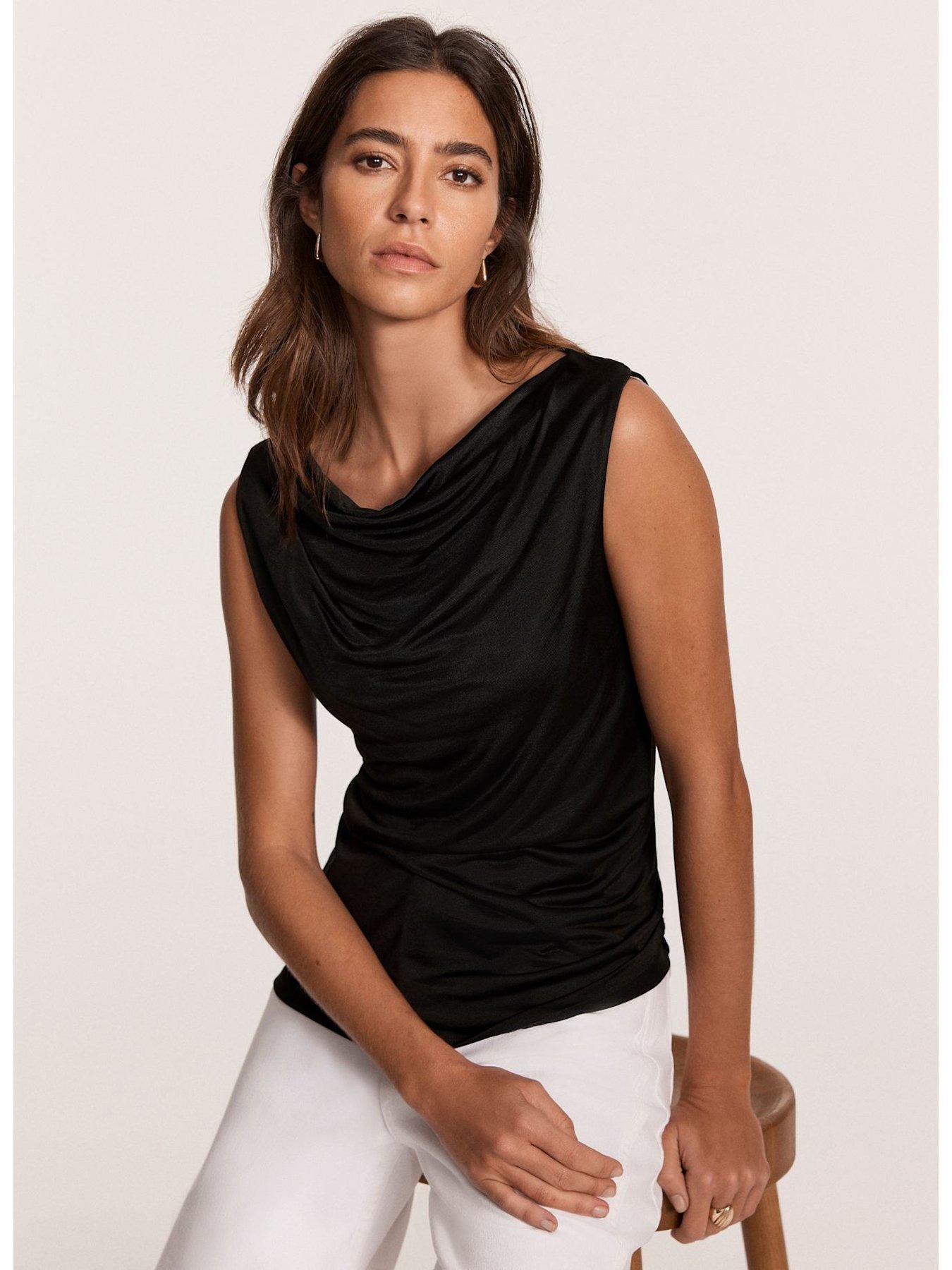 Image 4 of 6 of Mint Velvet Draped Top - Black