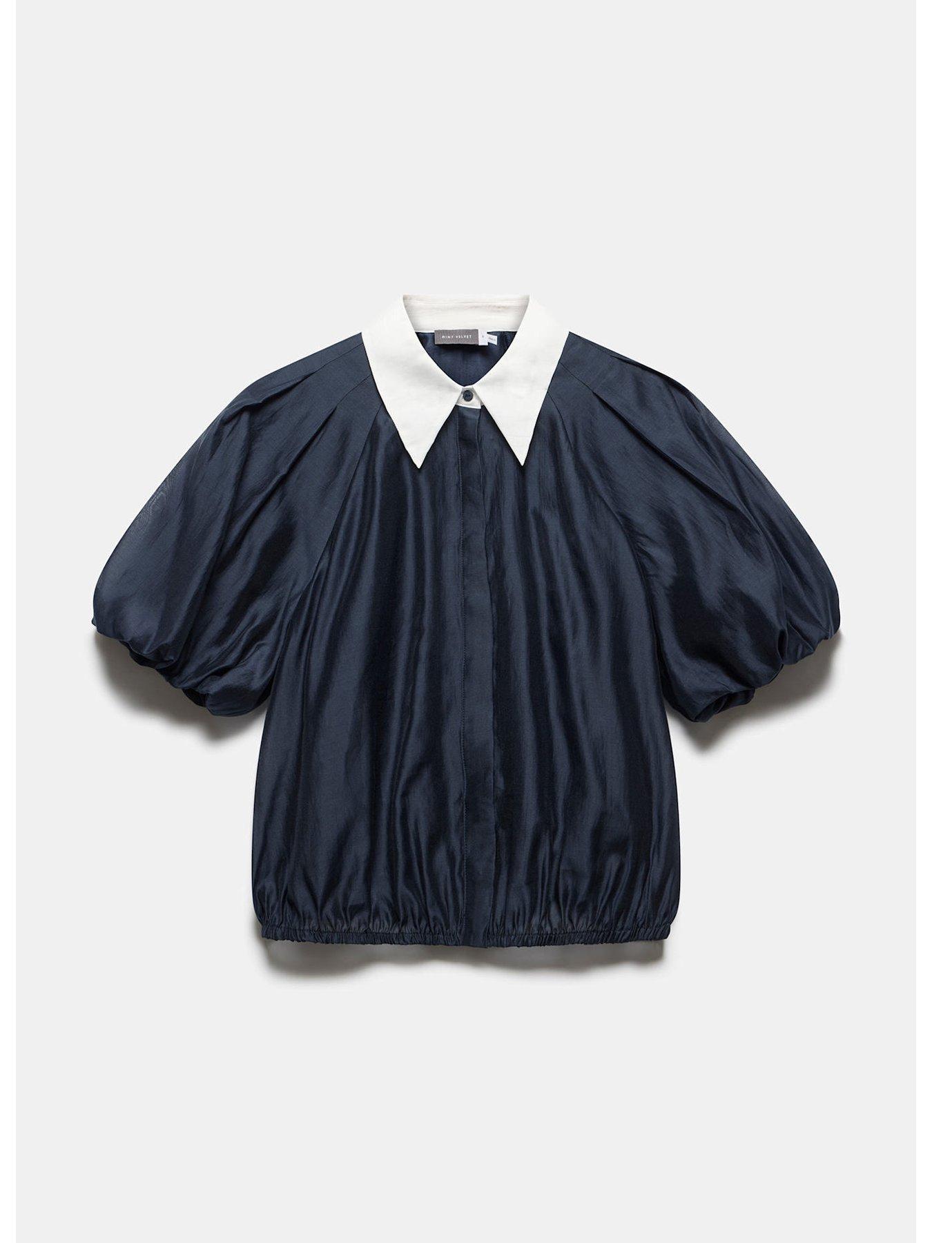 Image 5 of 6 of Mint Velvet Contrast Collar Shirt - Navy