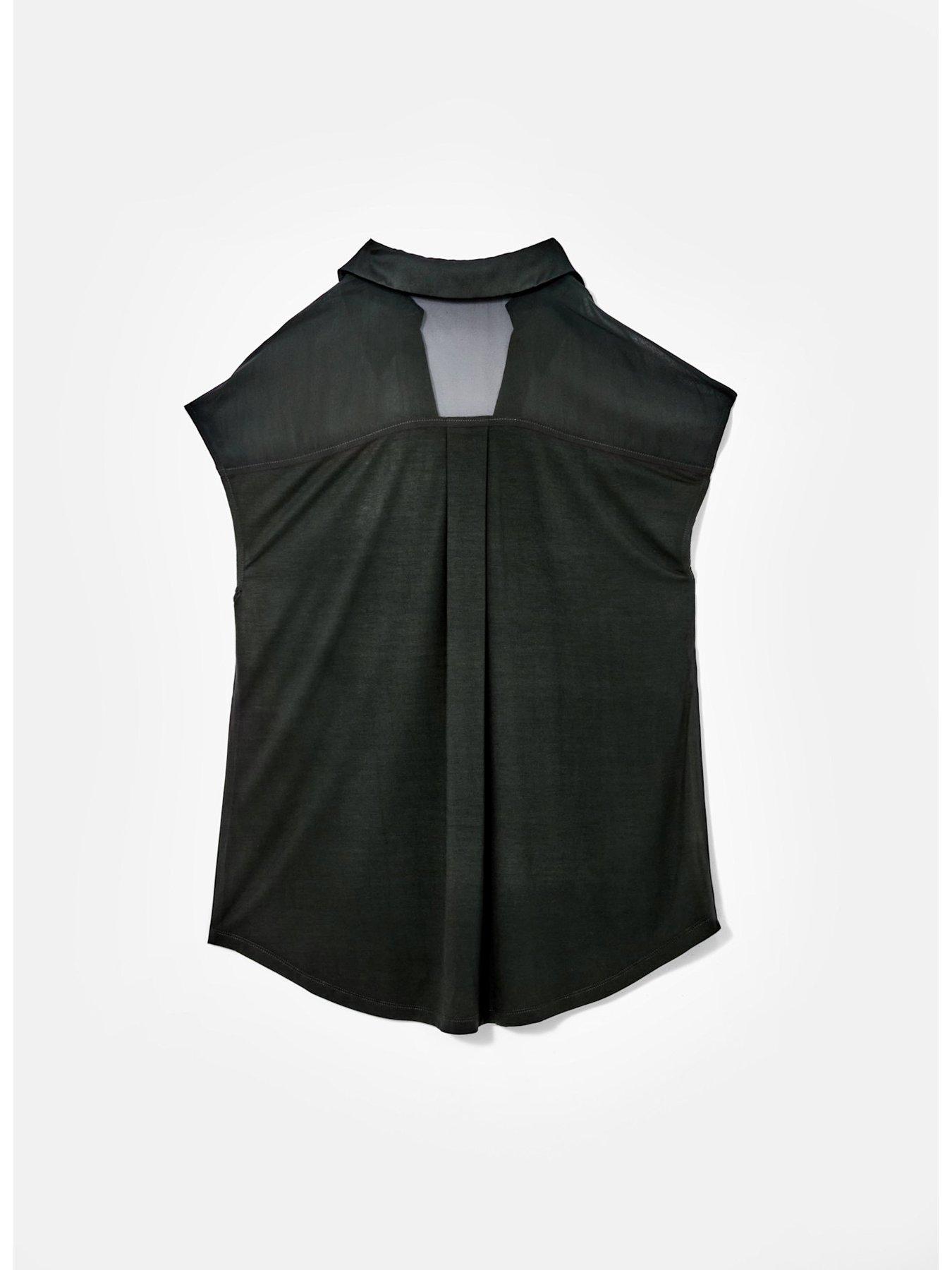 Image 6 of 6 of Mint Velvet Satin V-Neck Top - Khaki