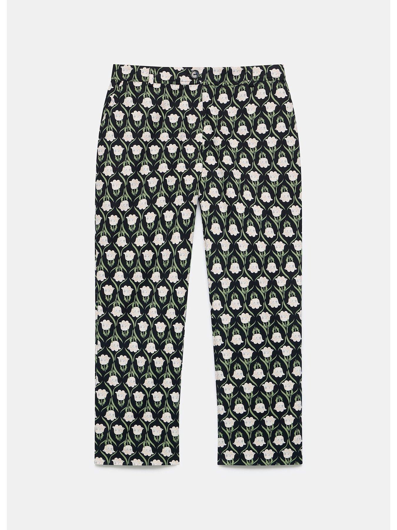 Image 5 of 6 of Mint Velvet Floral Print Capri Trousers - Black