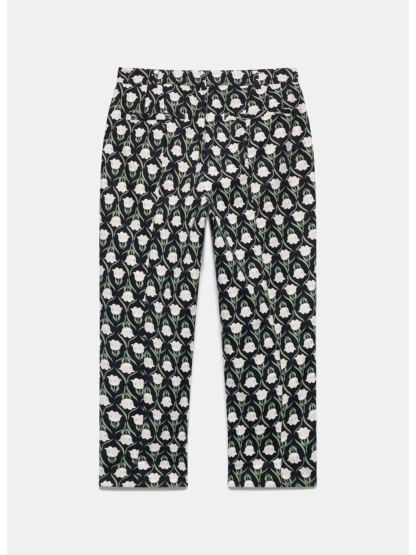 Image 6 of 6 of Mint Velvet Floral Print Capri Trousers - Black