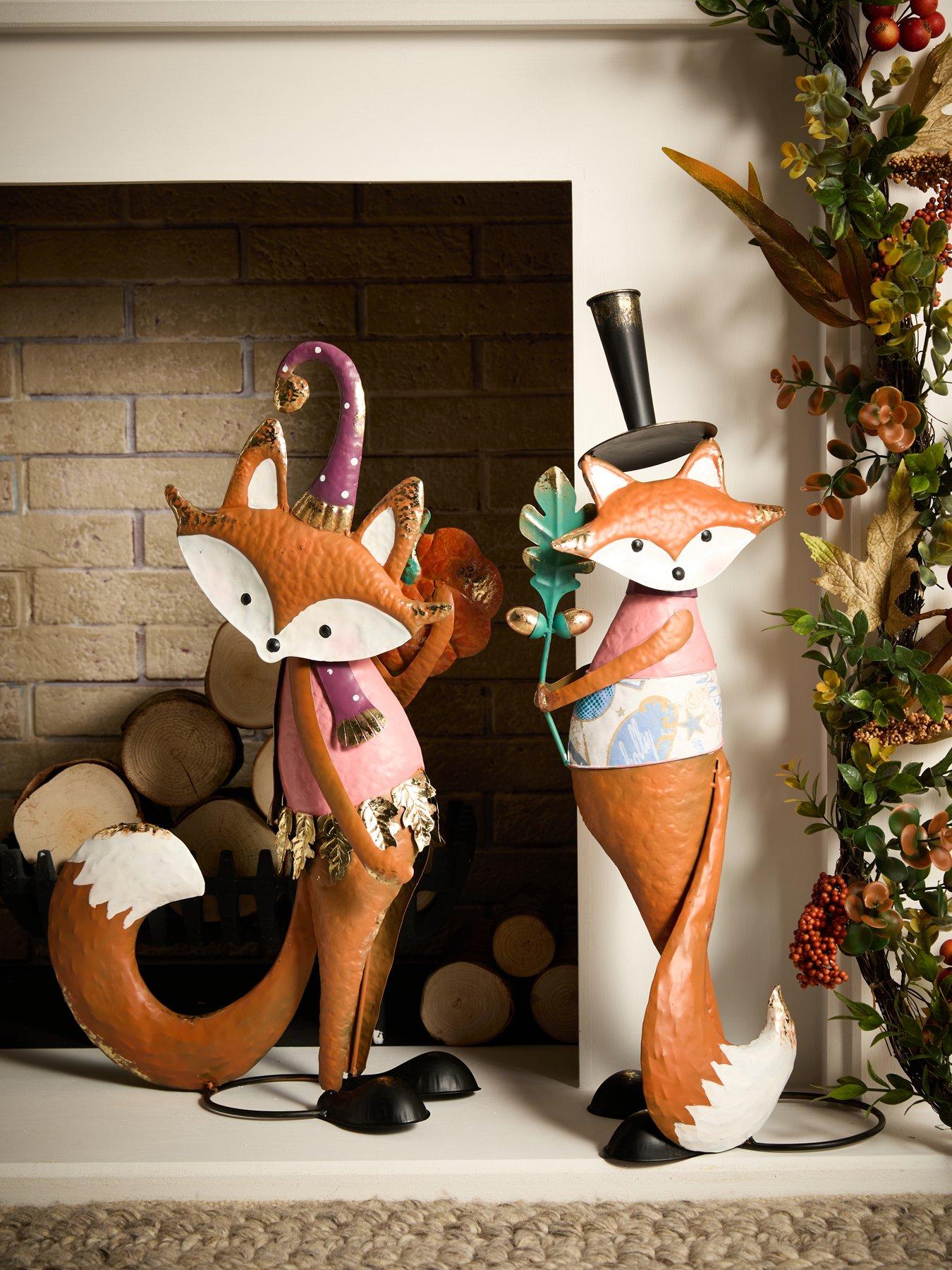 Heaven Sends Set of 2 Standing Fox Autumn Decorations