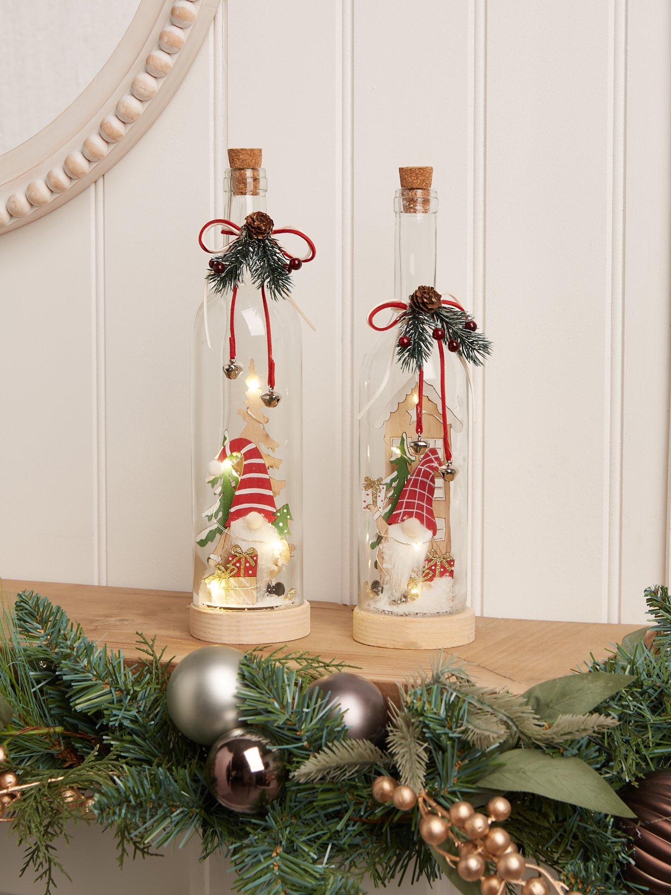 Heaven Sends Set Of 2 Light Up Bottled Gonk Christmas Decorations in White