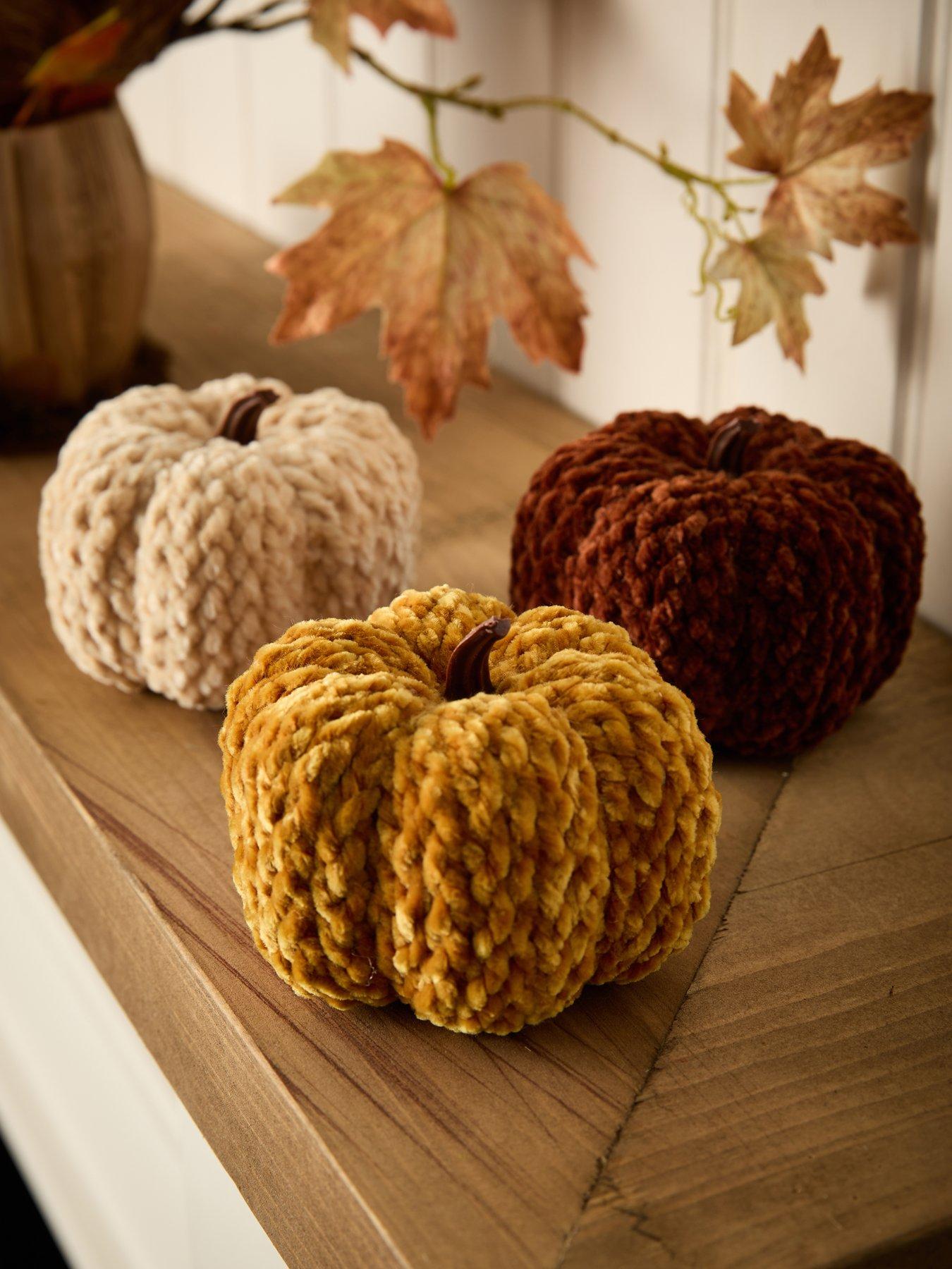 Heaven Sends Set of 3 Chenille Pumpkin Autumn Decorations