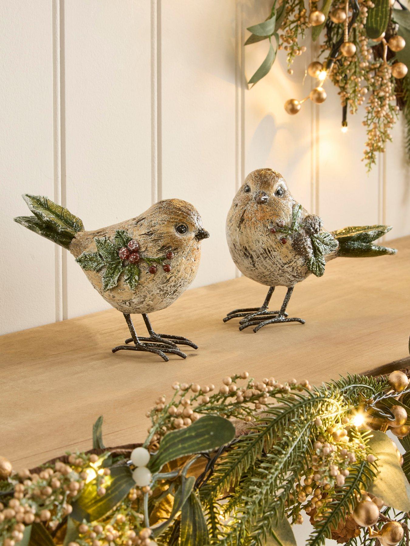 Heaven Sends Set Of 2 Robin Christmas Decorations in Natural