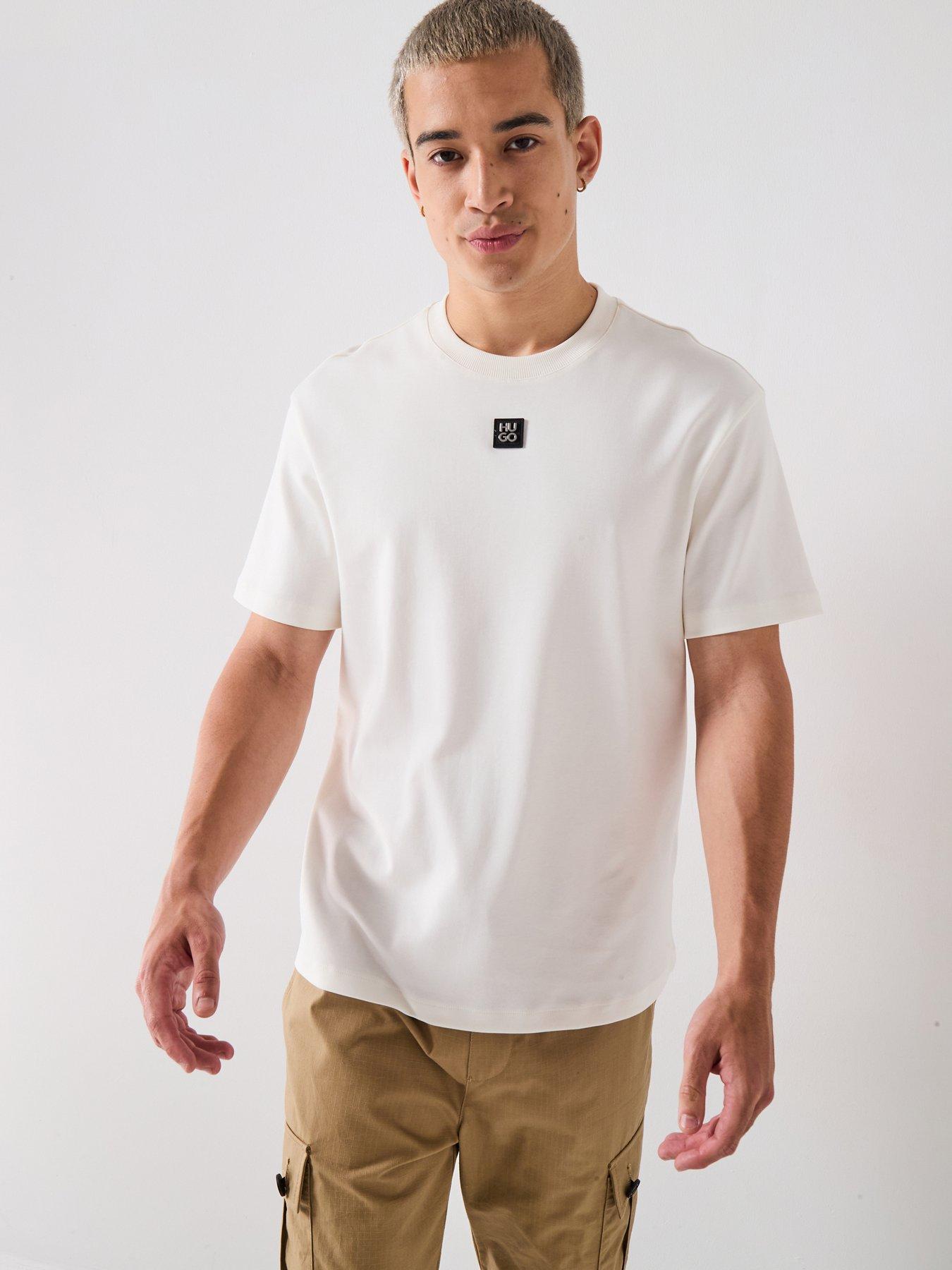 HUGO Dalile Regular Fit Centre Stacked Nikel Logo T-Shirt - White