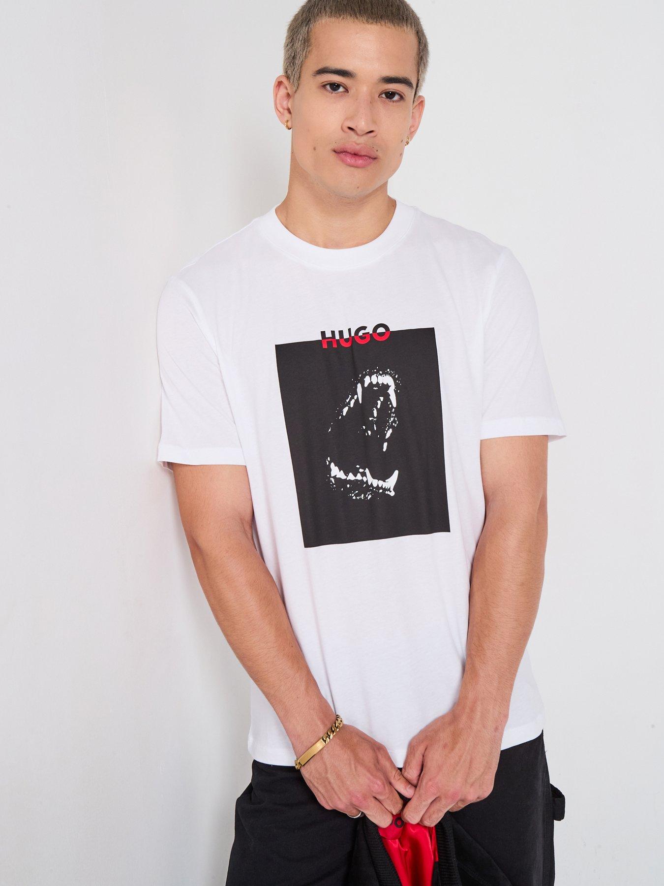 HUGO Regular Fit Animal Print Dobero T-Shirt - White
